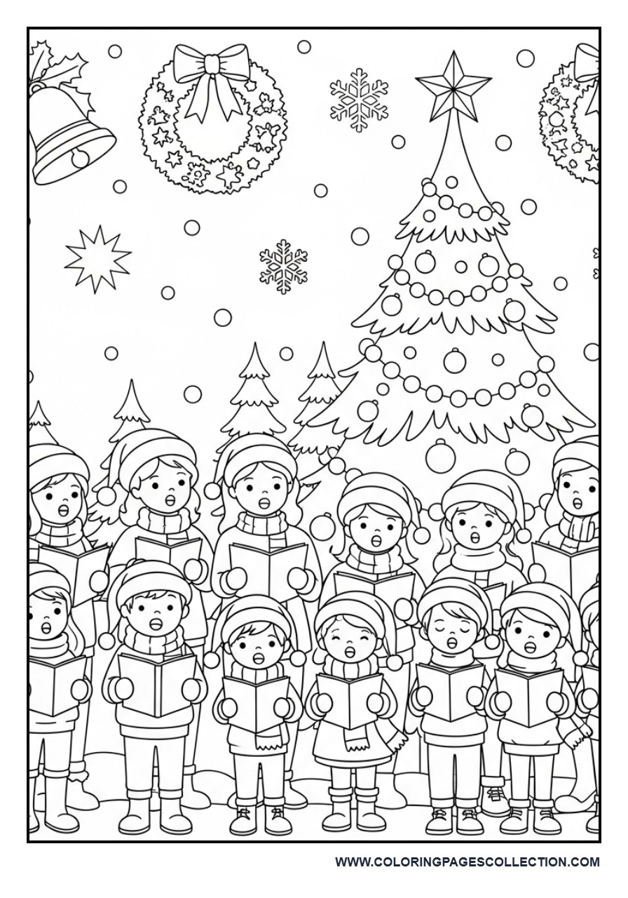 Christmas Choir in Front of a Tree