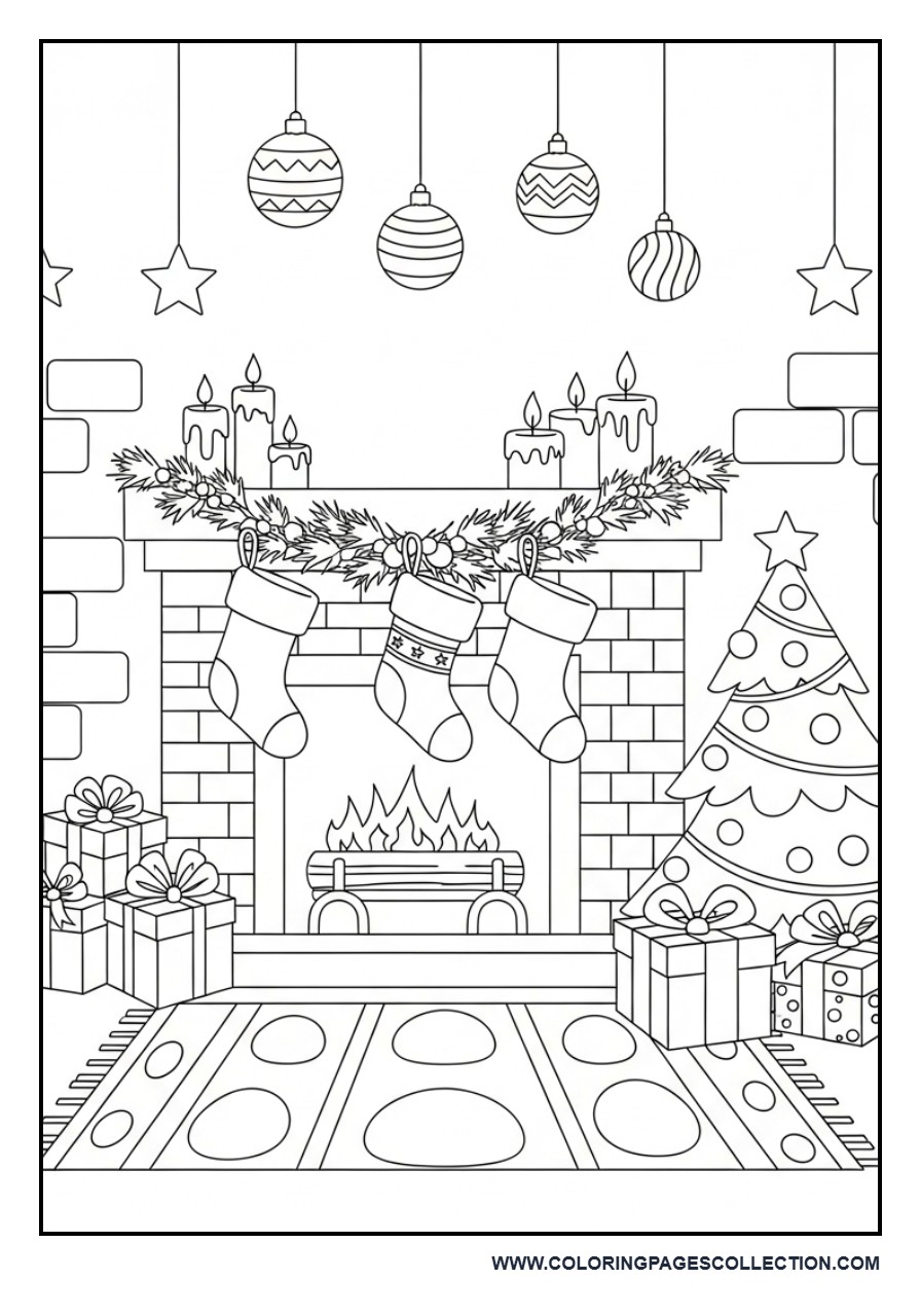 Christmas Fireplace Scene
