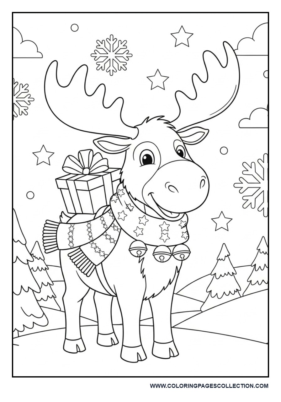 Christmas Moose with Bells