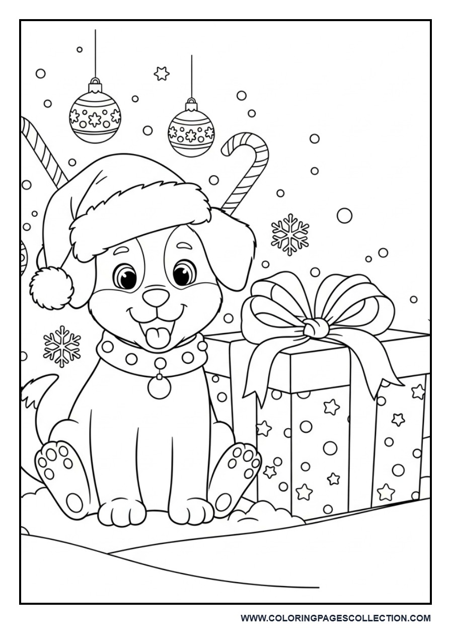 Christmas Puppy with Gift Box
