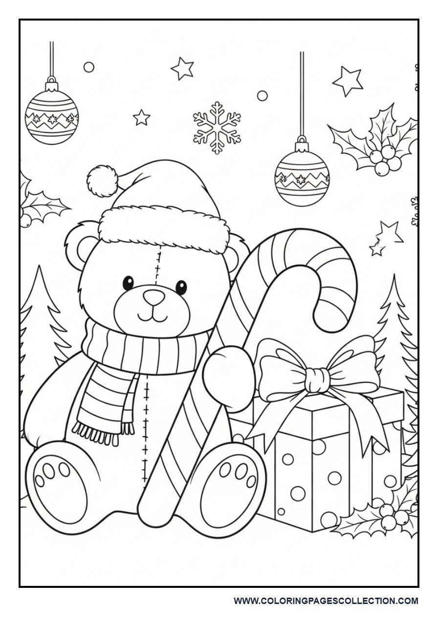 Christmas Teddy Bear with Candy Cane