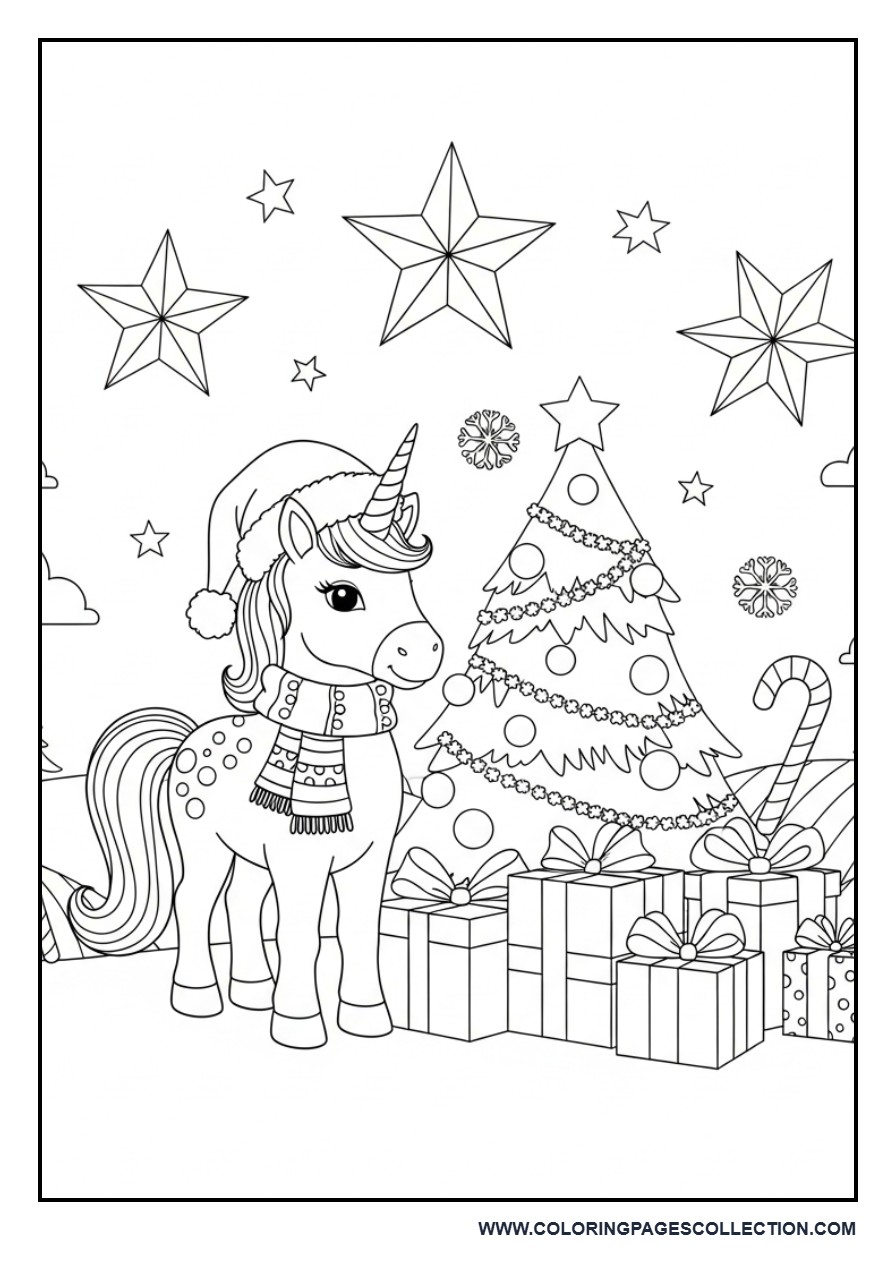 Christmas Unicorn with Holiday Gifts