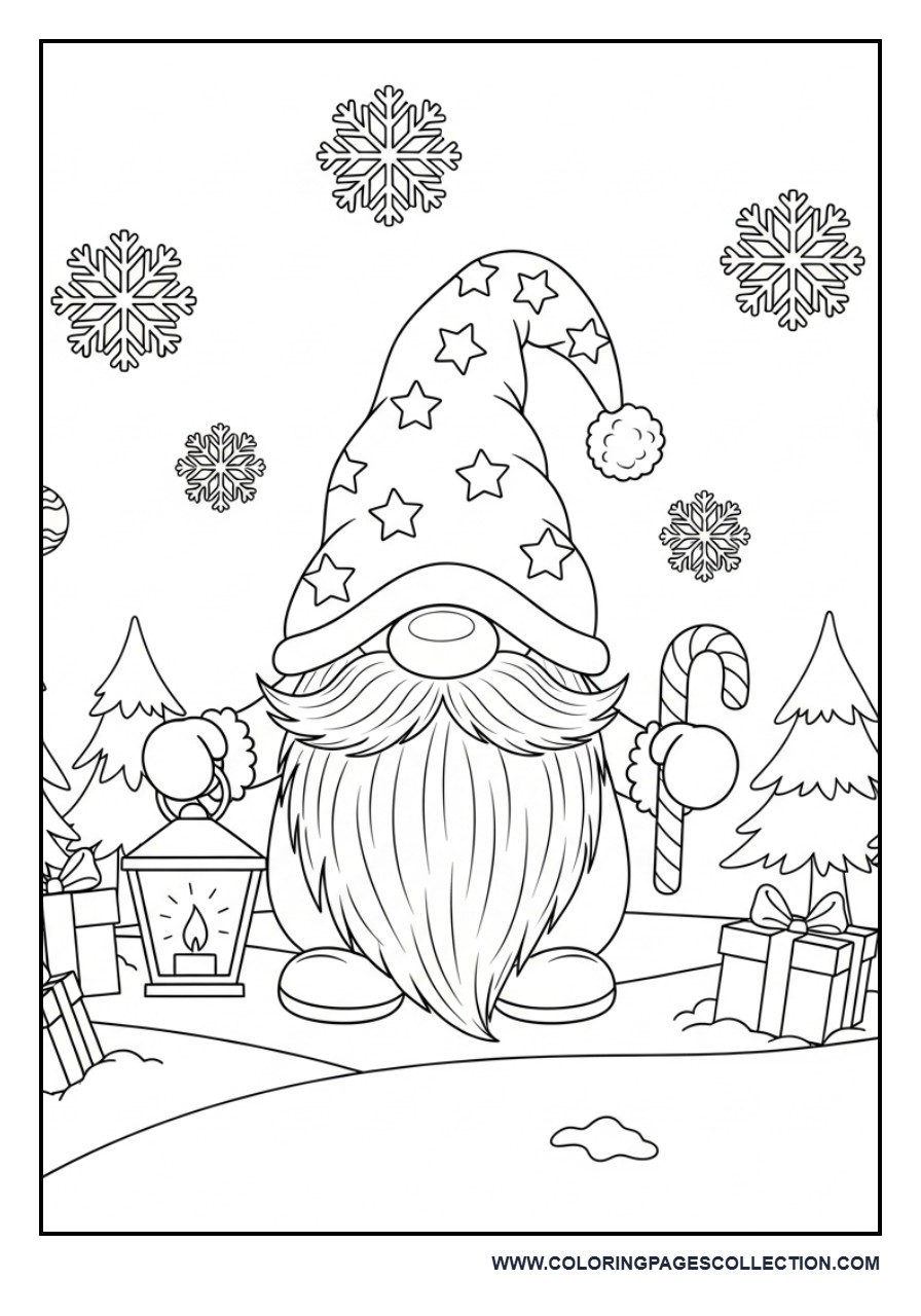 Cute Christmas Gnome Holding a Lantern