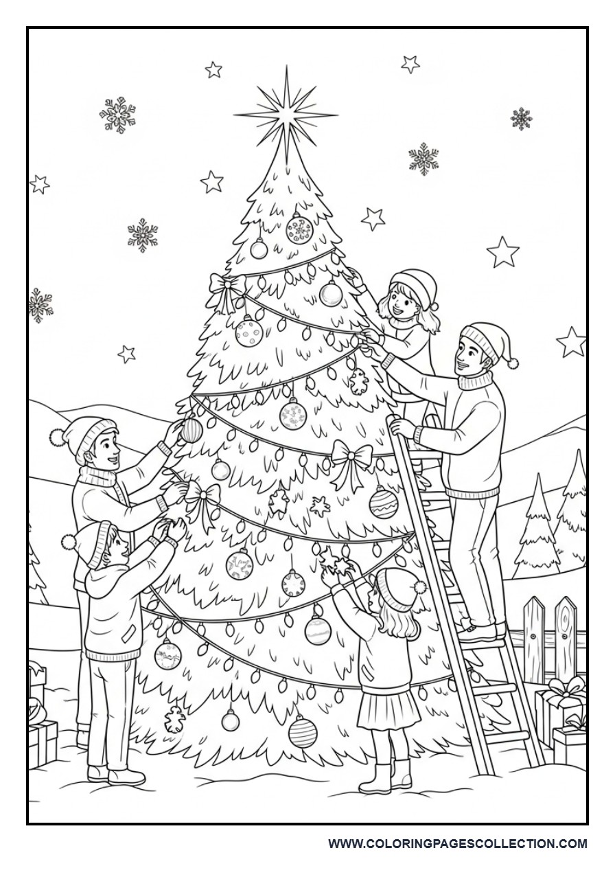 Decorating the Outdoor Christmas Tree