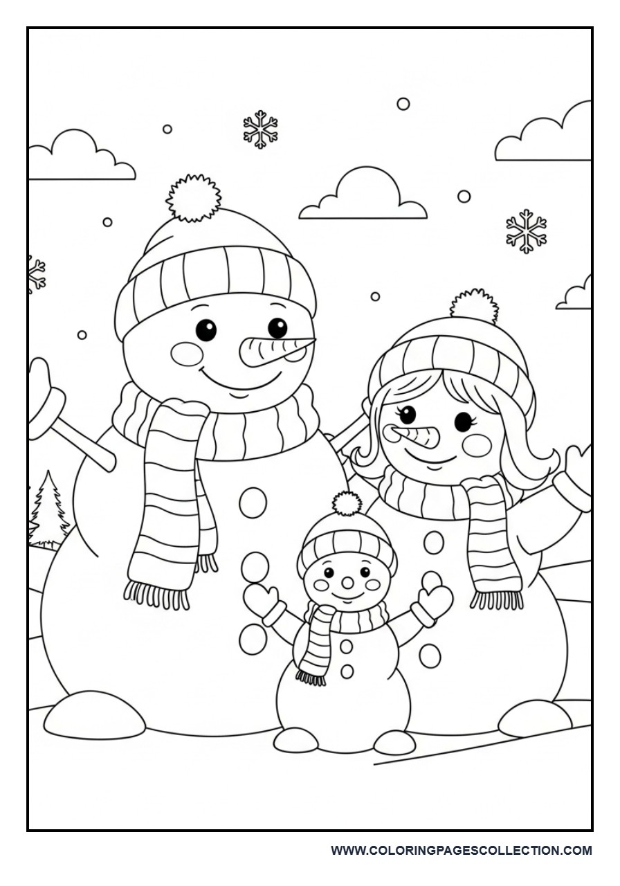 Happy Snowman Family