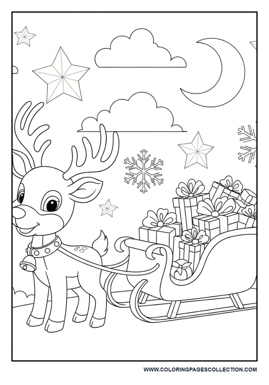 Rudolph Pulling Santa's Sleigh