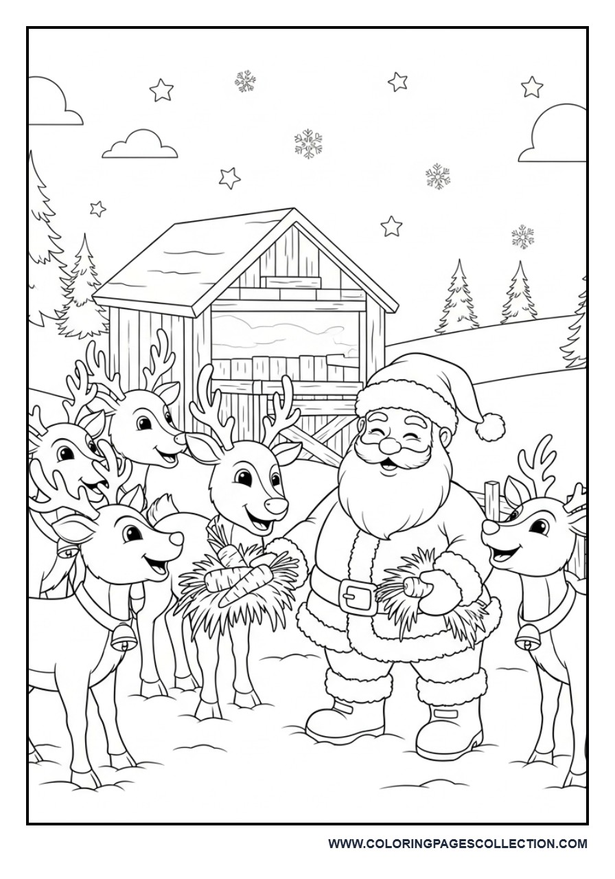 Santa Feeding the Reindeer