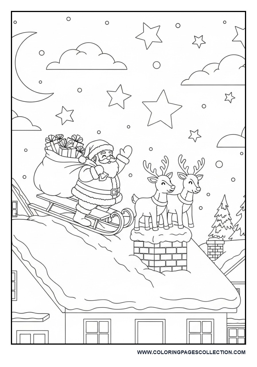 Santa's Sleigh Landing on a Rooftop
