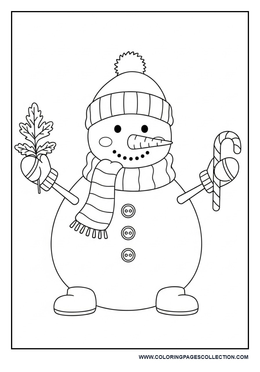 Smiling Snowman Wearing Winter Clothes