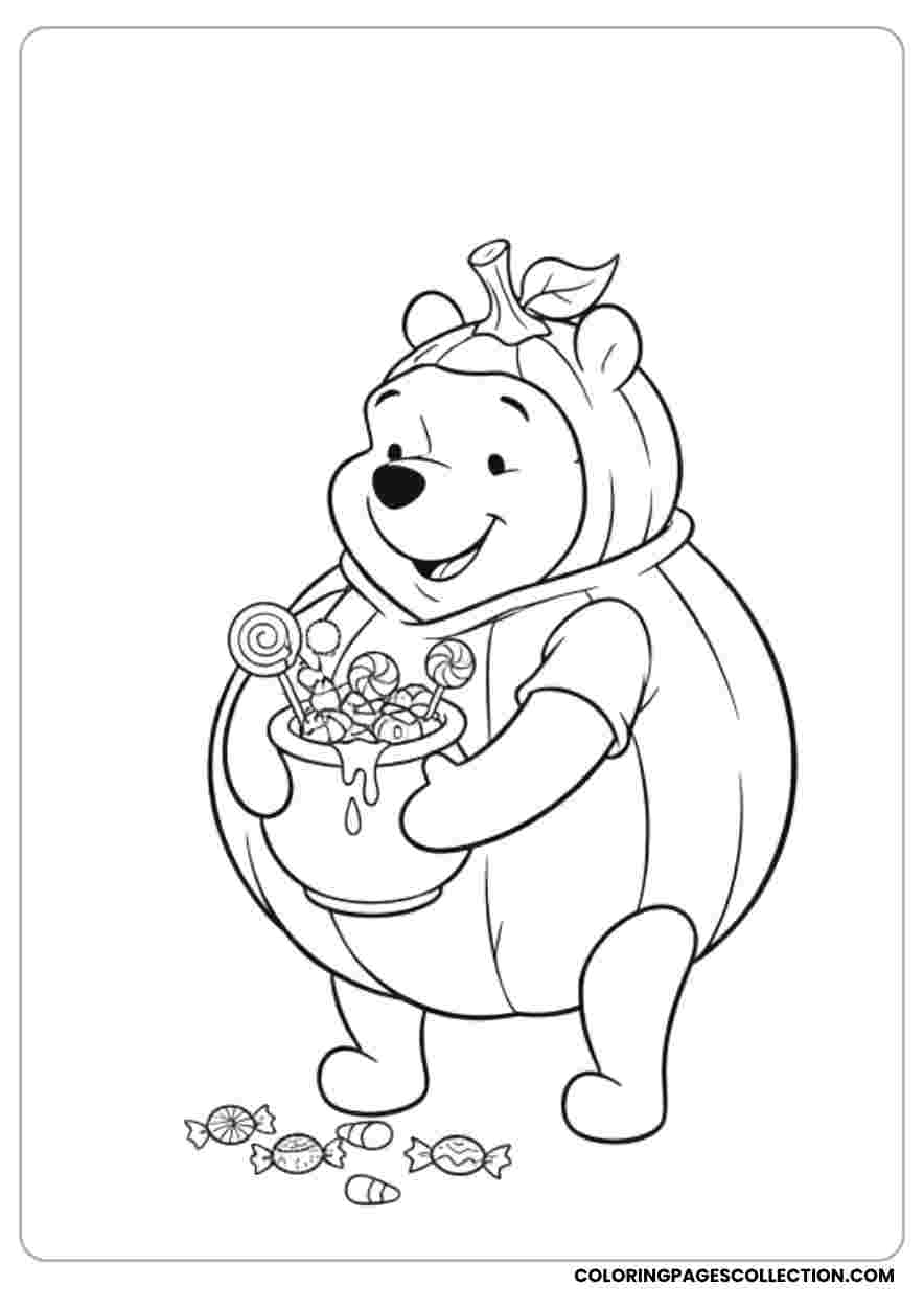 Winnie the Pooh Pumpkin Costume Coloring Page