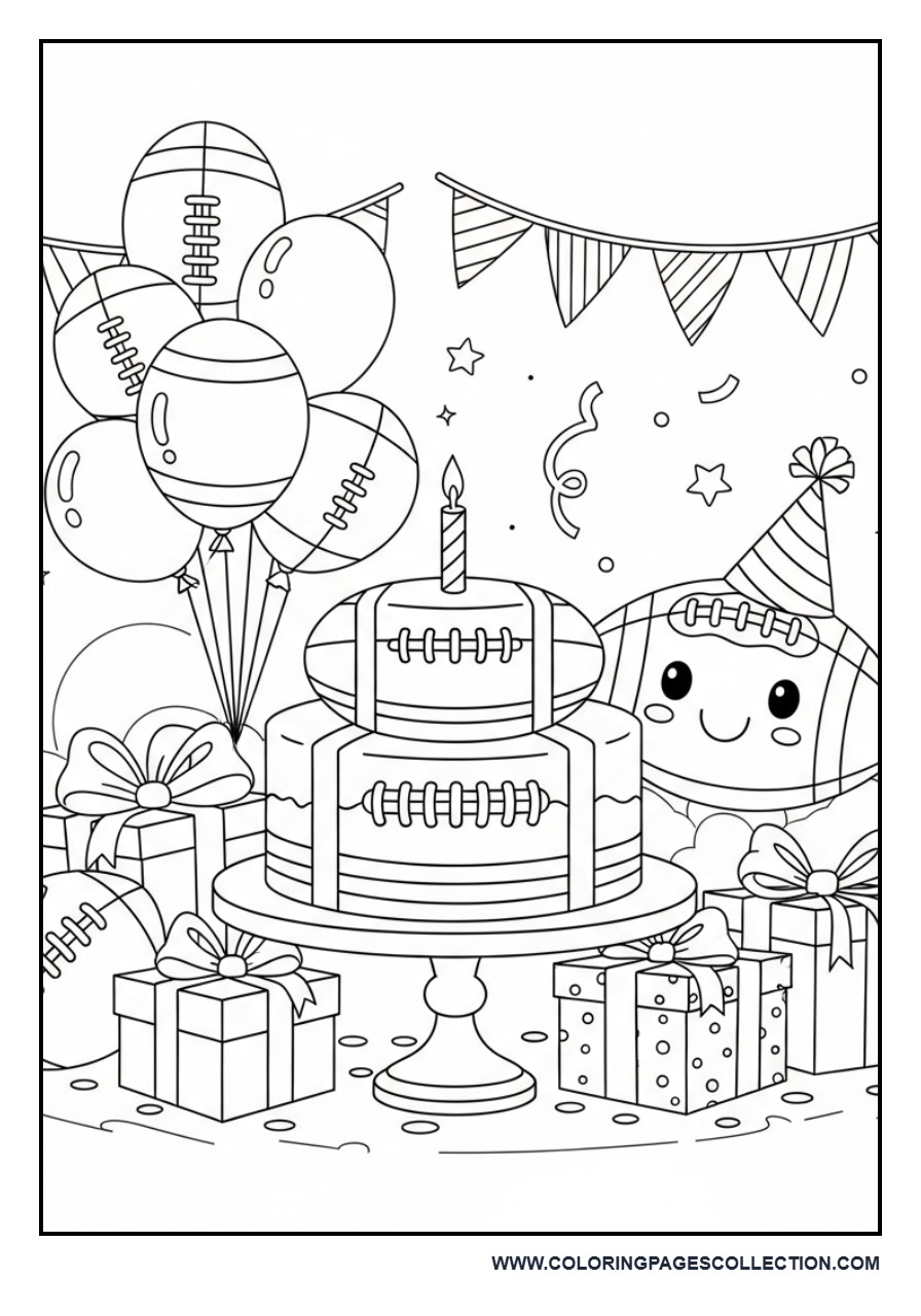 Football Birthday Party Coloring Page