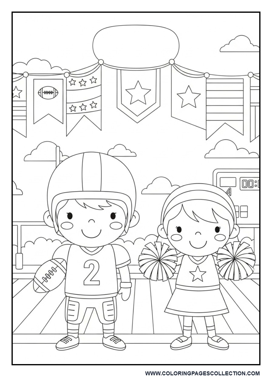 Football Cheerleader and Player