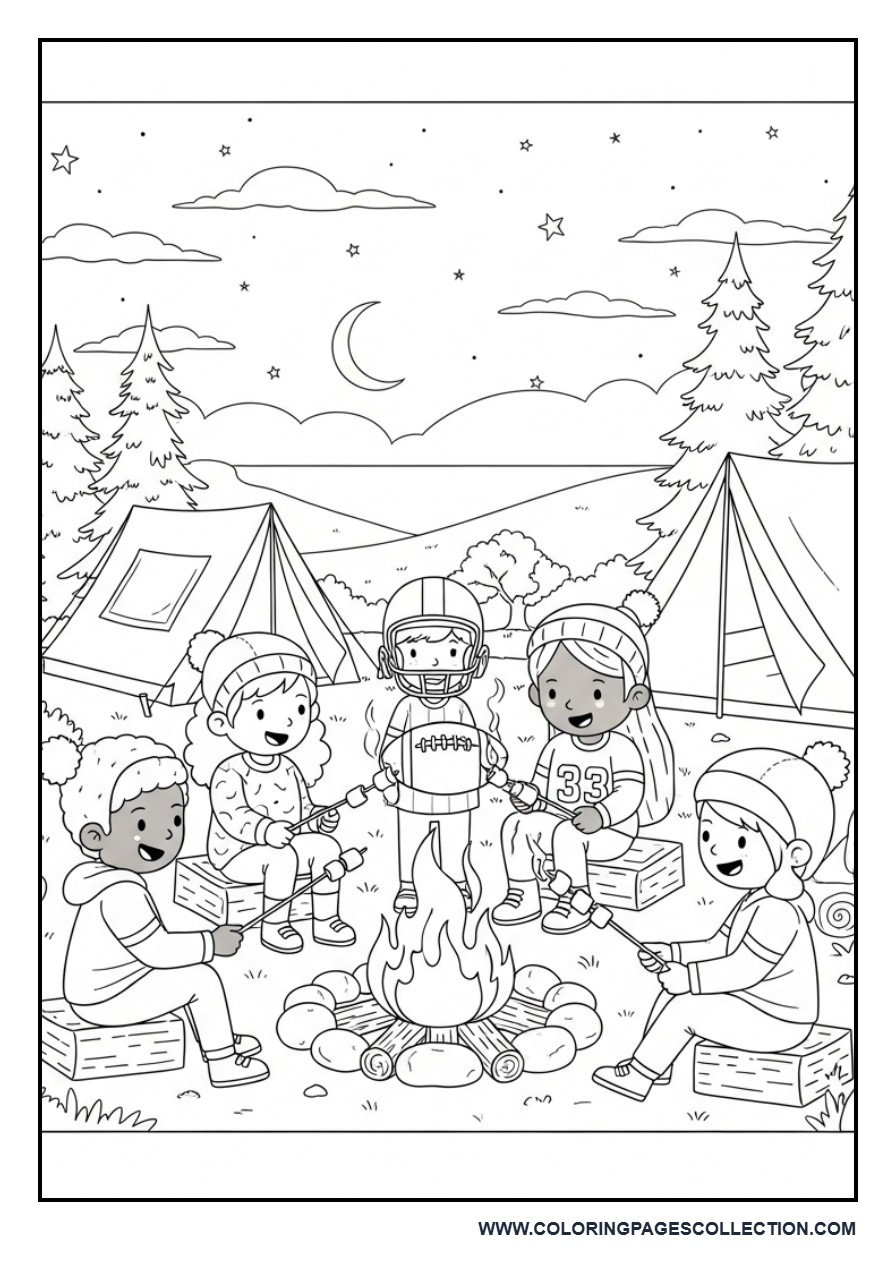 Football Forest Campfire Night