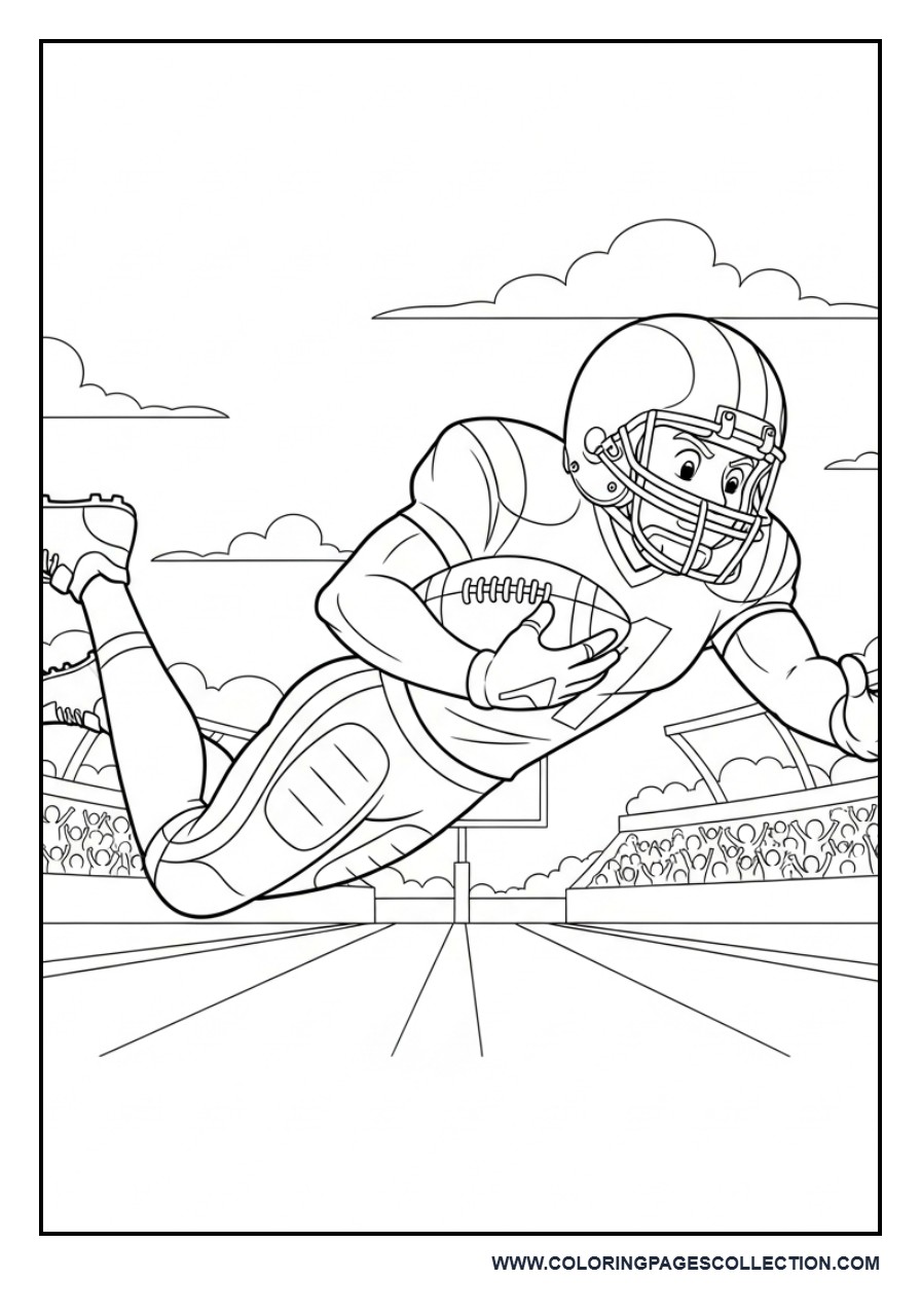 Football Player Scoring Touchdown