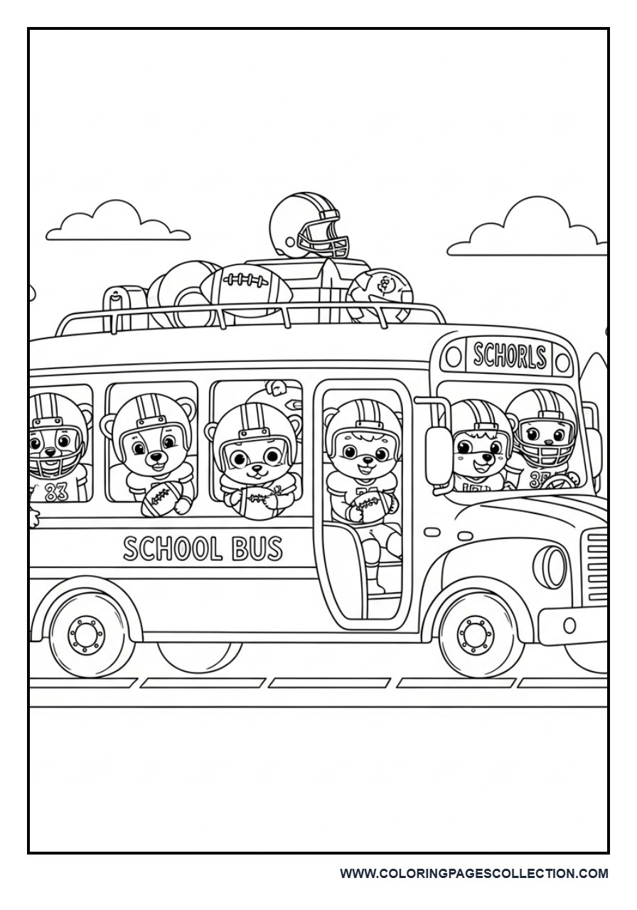 Football Team Bus Coloring Page