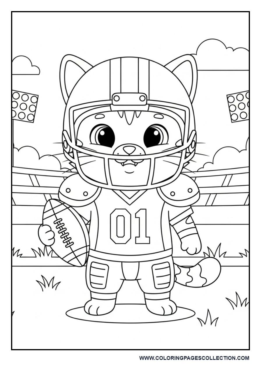 Funny Cat Football Player