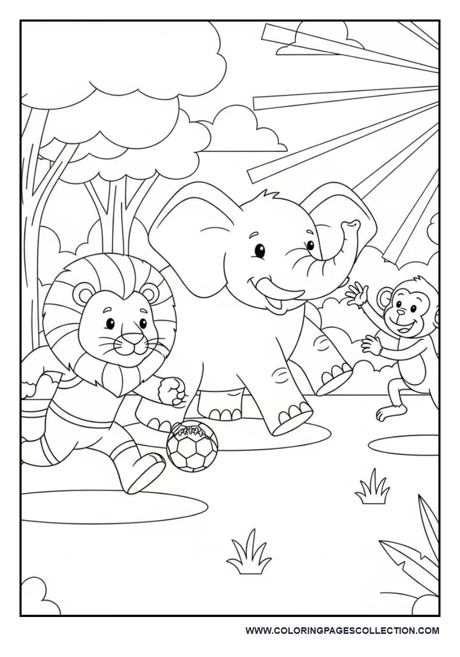 Jungle Animal Football Match