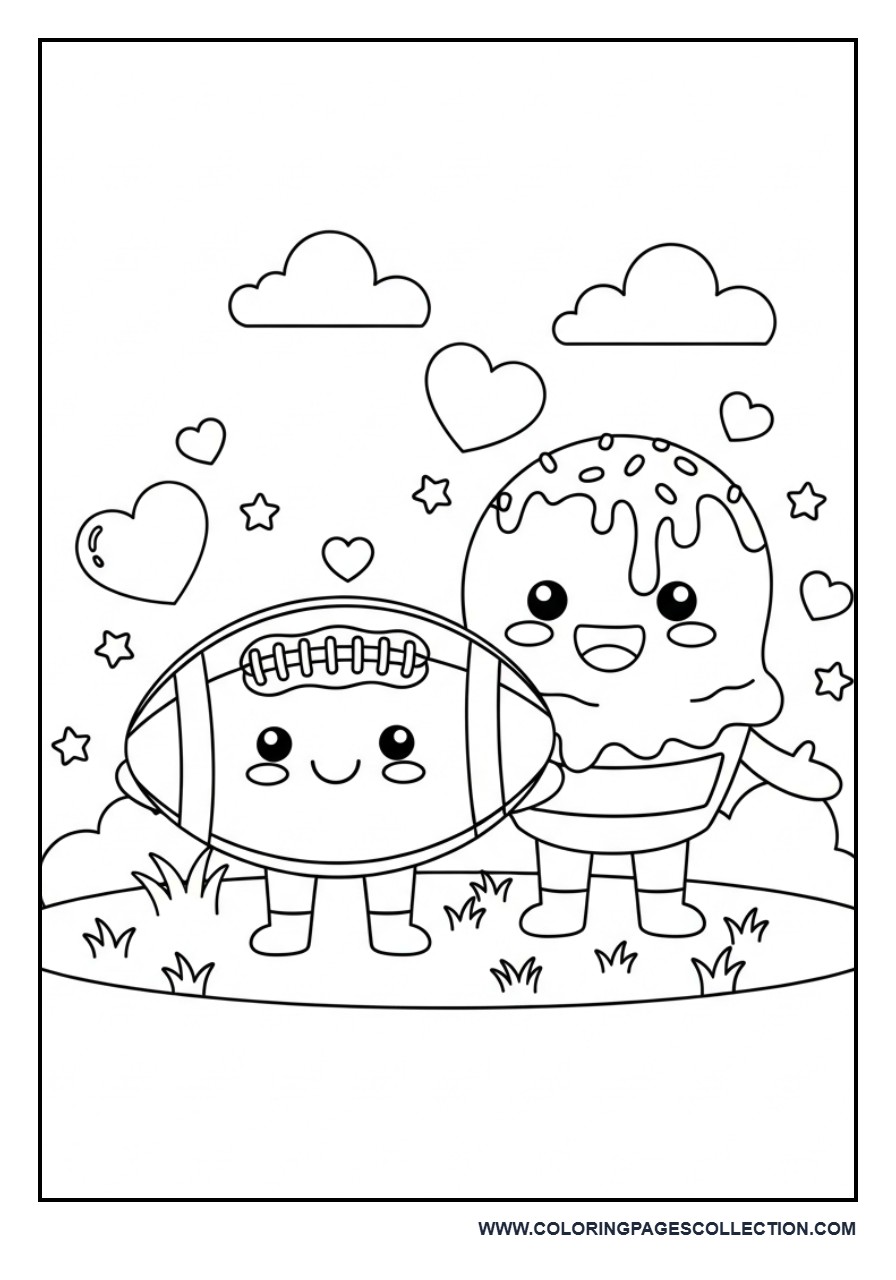 Kawaii Football and Ice Cream Friends