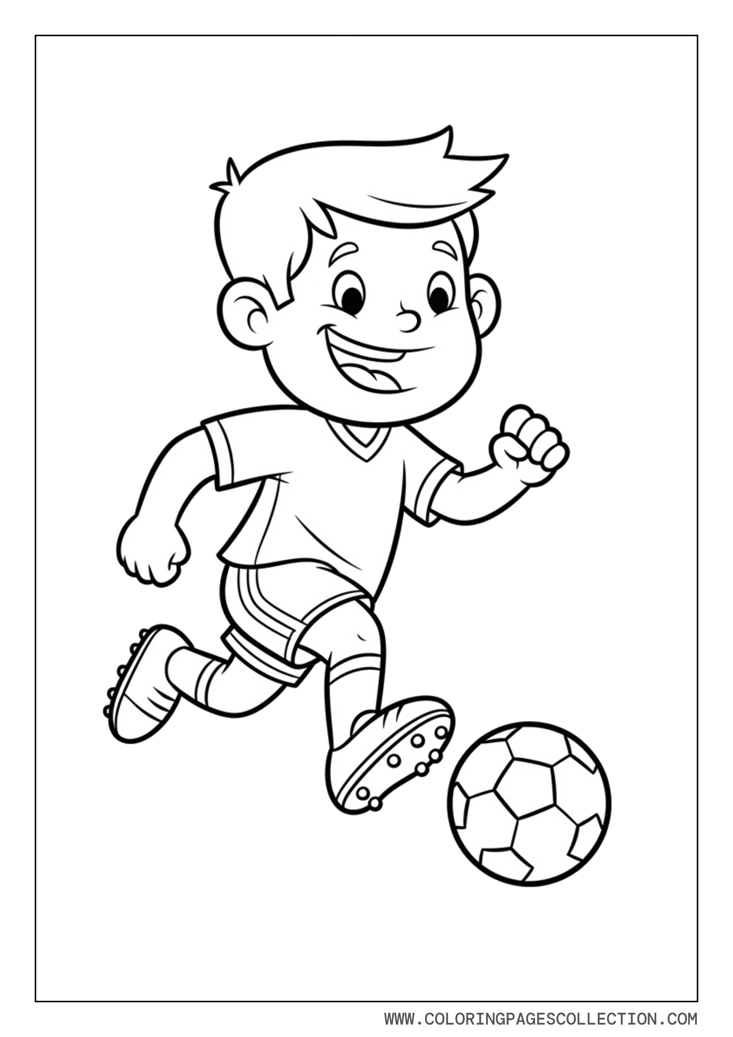 Cartoon Kid Playing Soccer