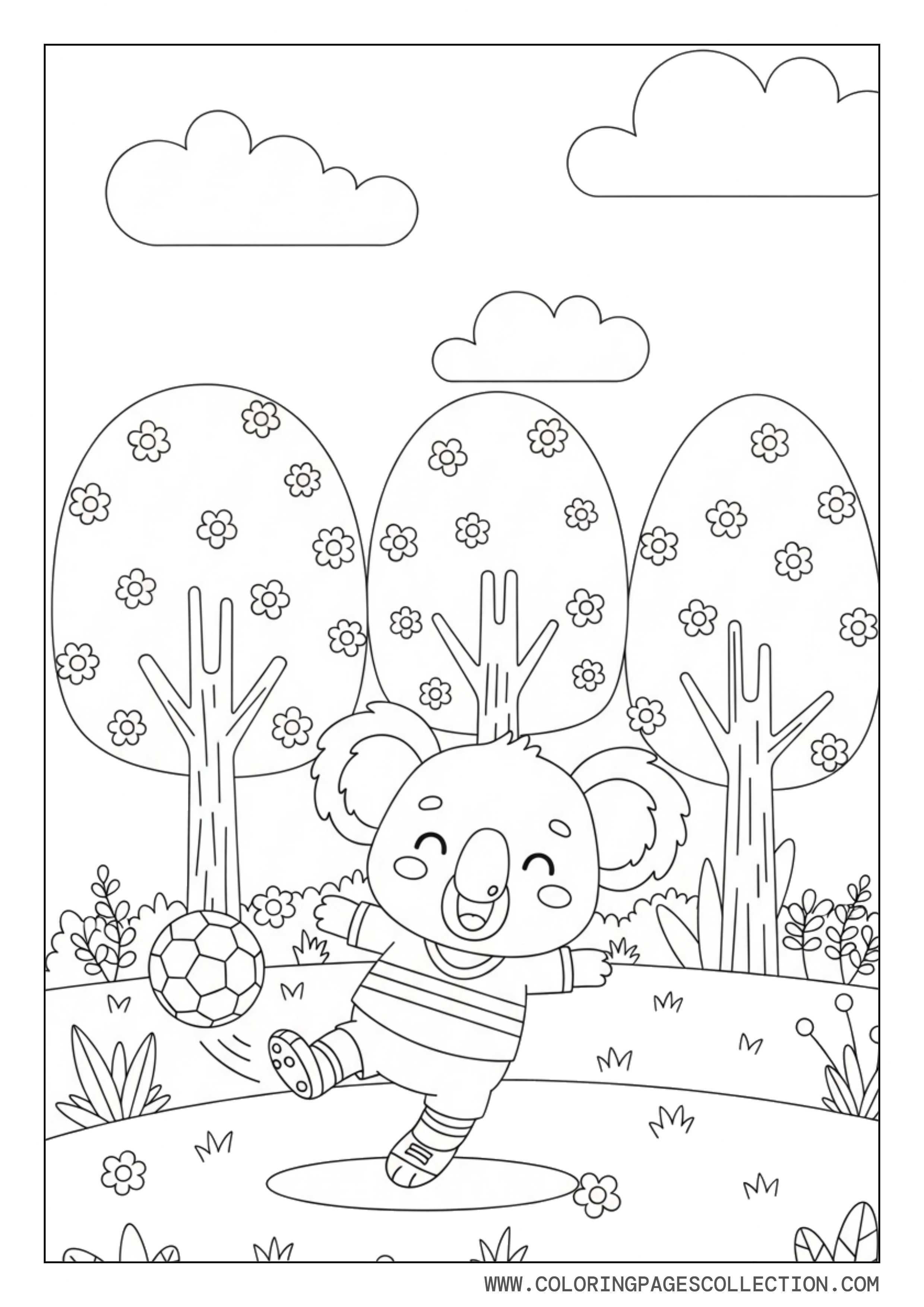 Cute Koala Playing Soccer