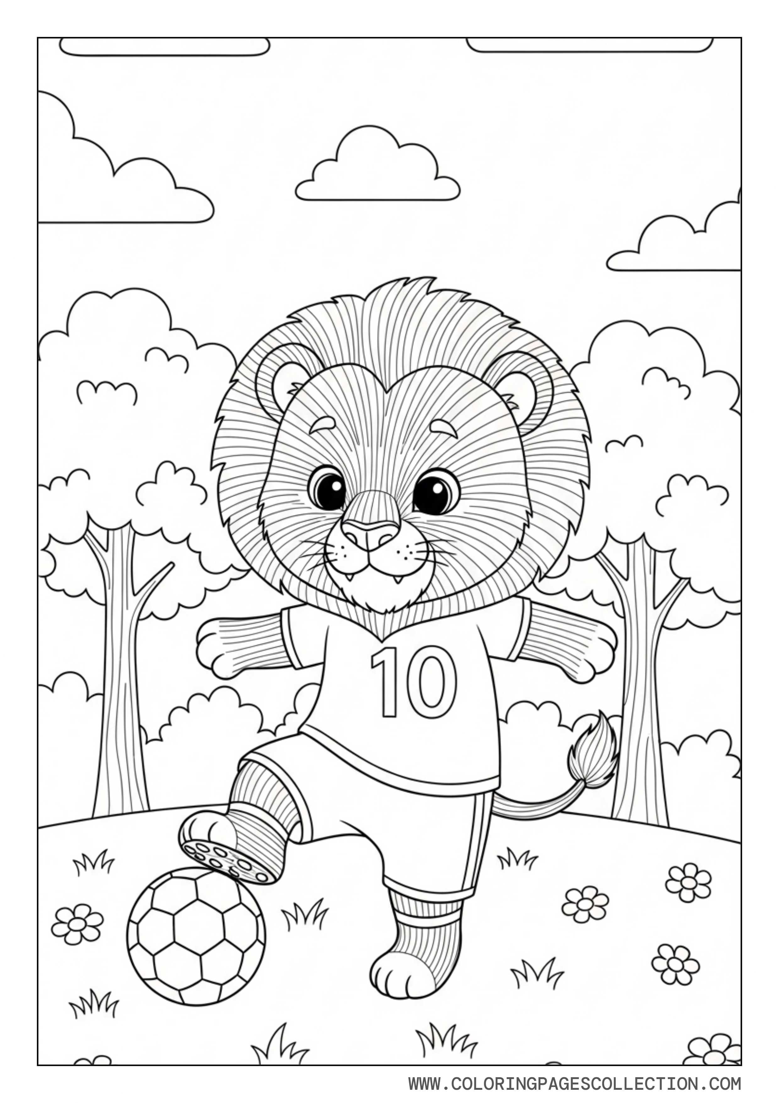 Cute Lion Soccer Player