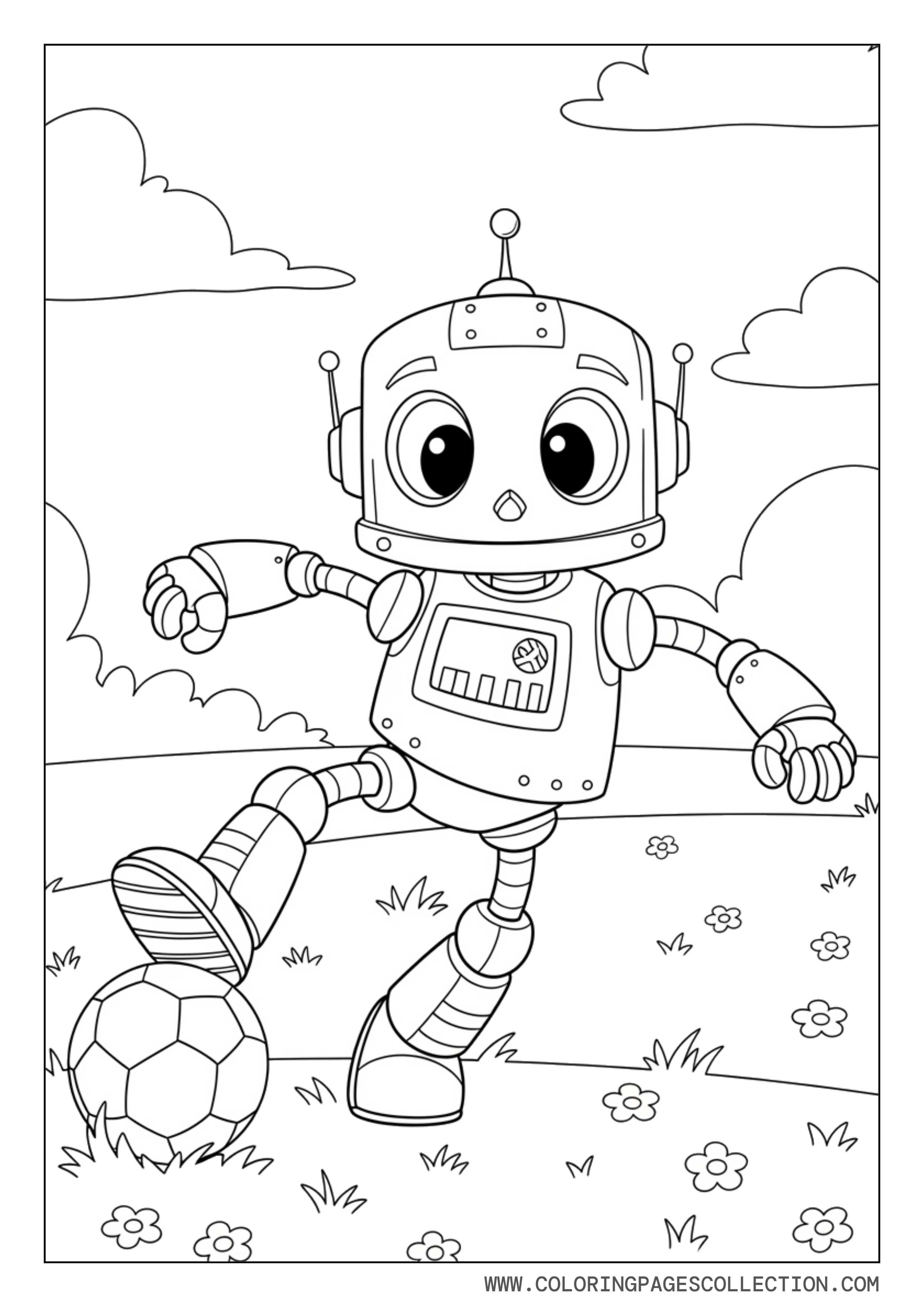 Cute Robot Playing Soccer