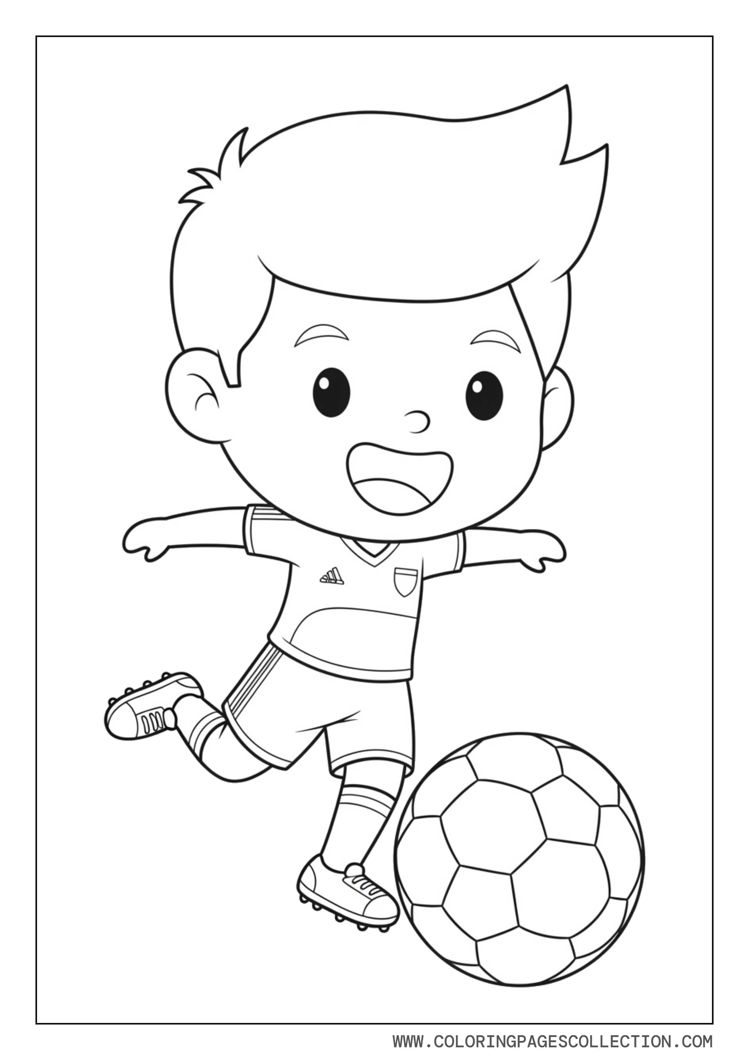 Cute Soccer Player Kicking Ball