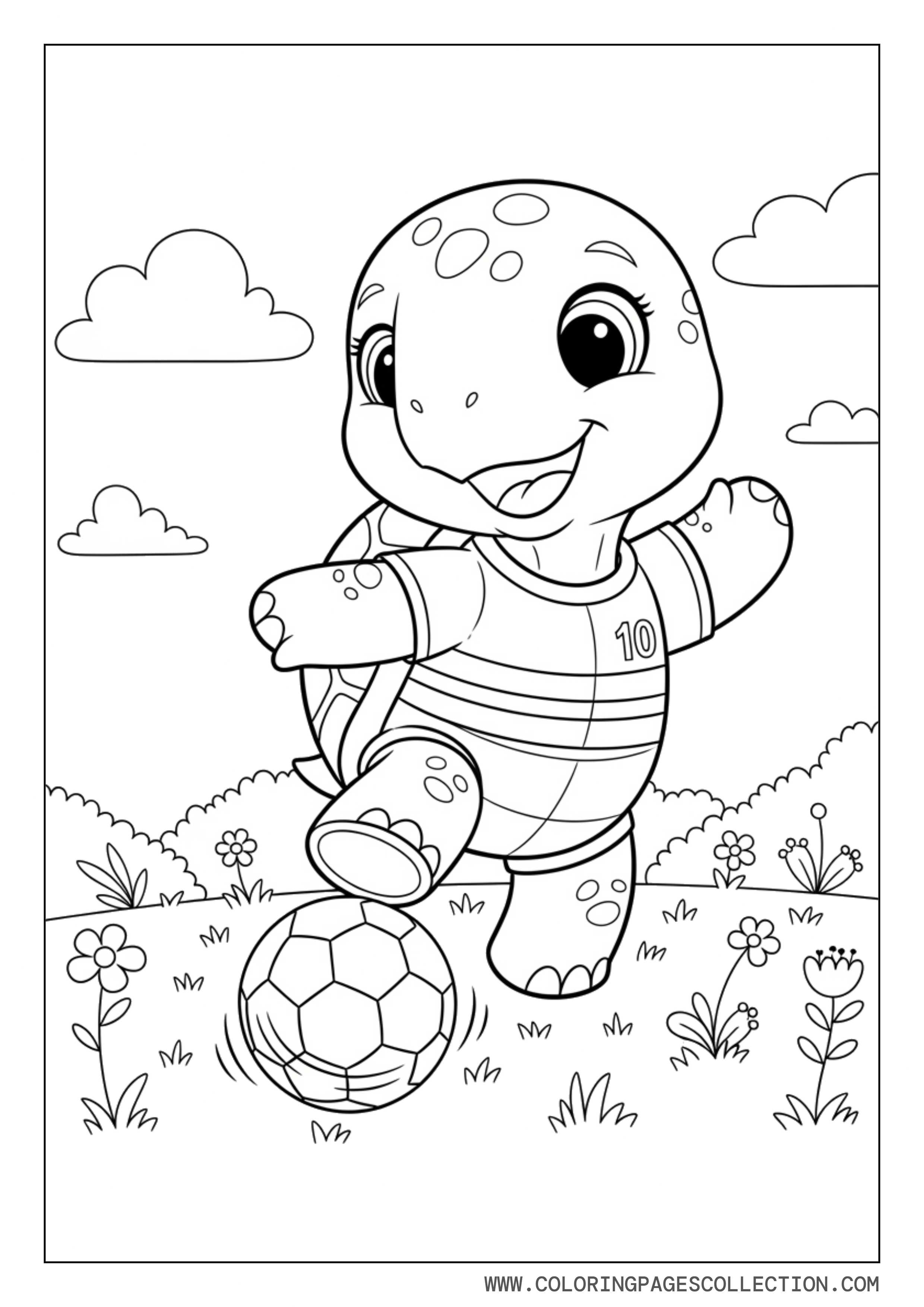 Cute Turtle Soccer Player