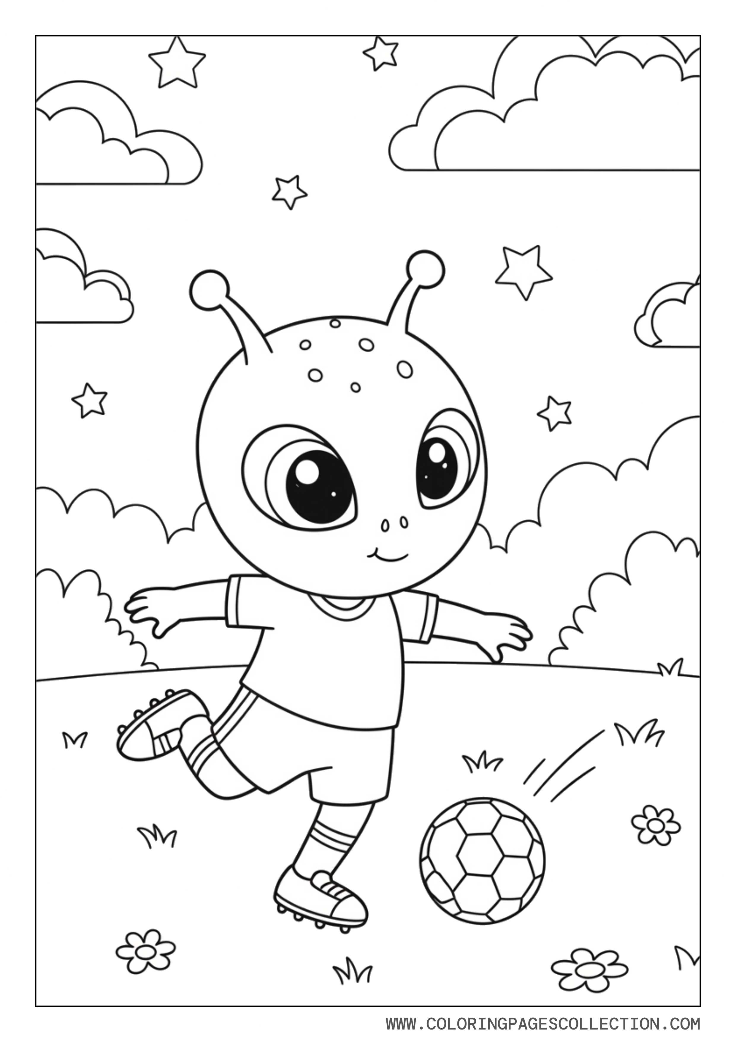 Funny Alien Playing Soccer