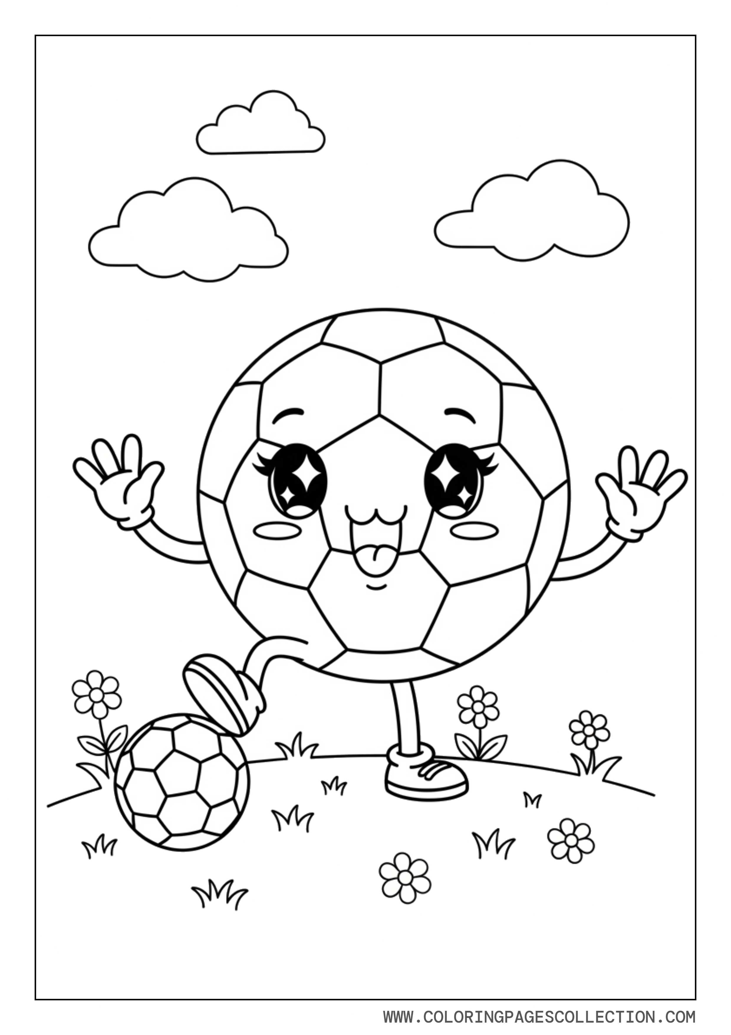 Kawaii Soccer Ball Character