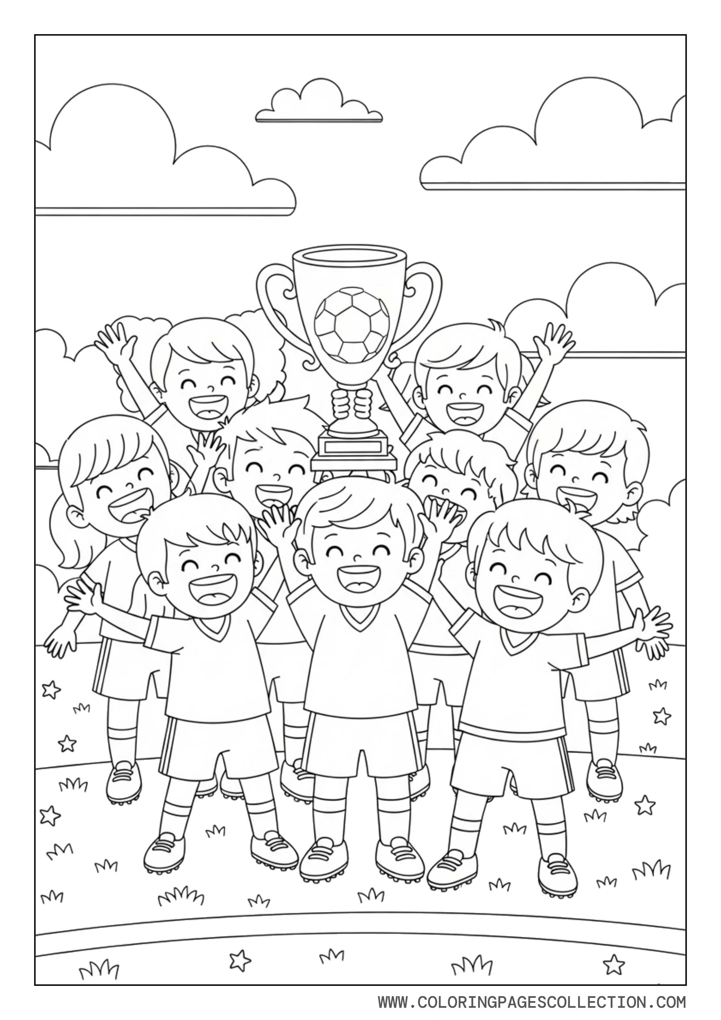 Kids Soccer Team Celebration