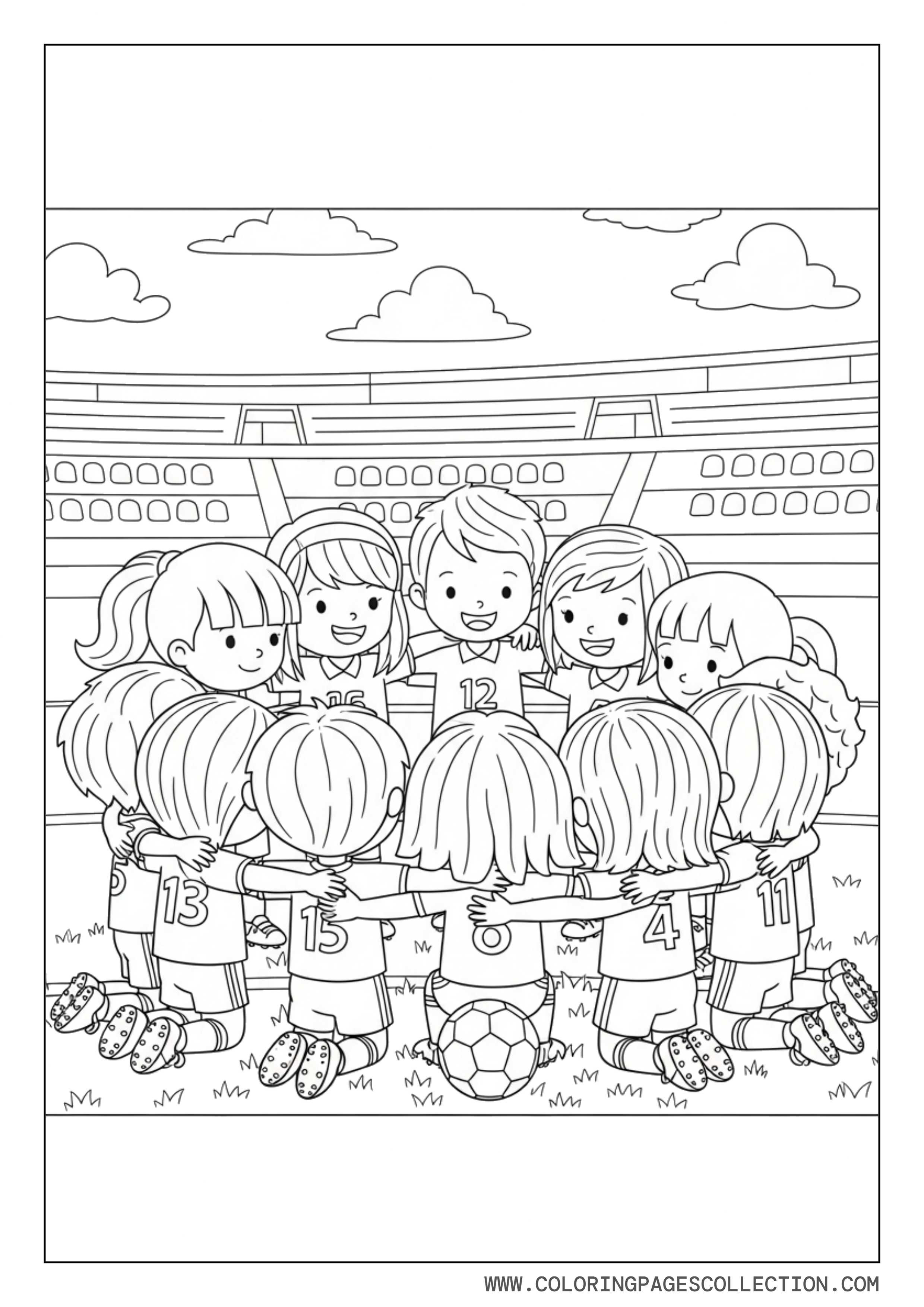 Kids Soccer Team Huddle