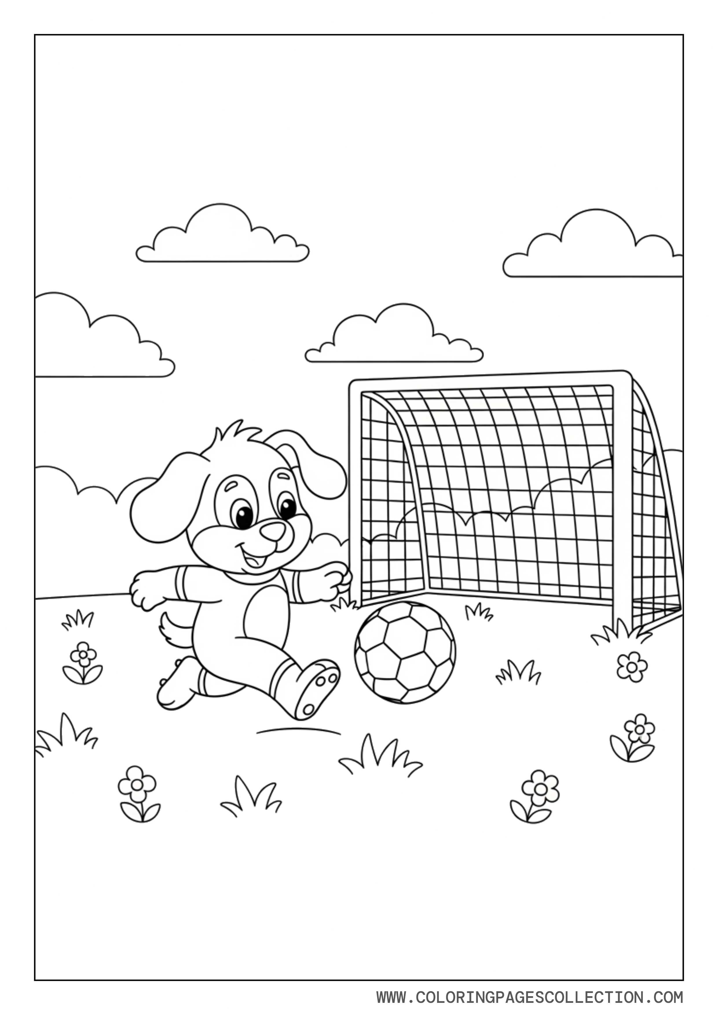 Puppy Soccer Match Scene