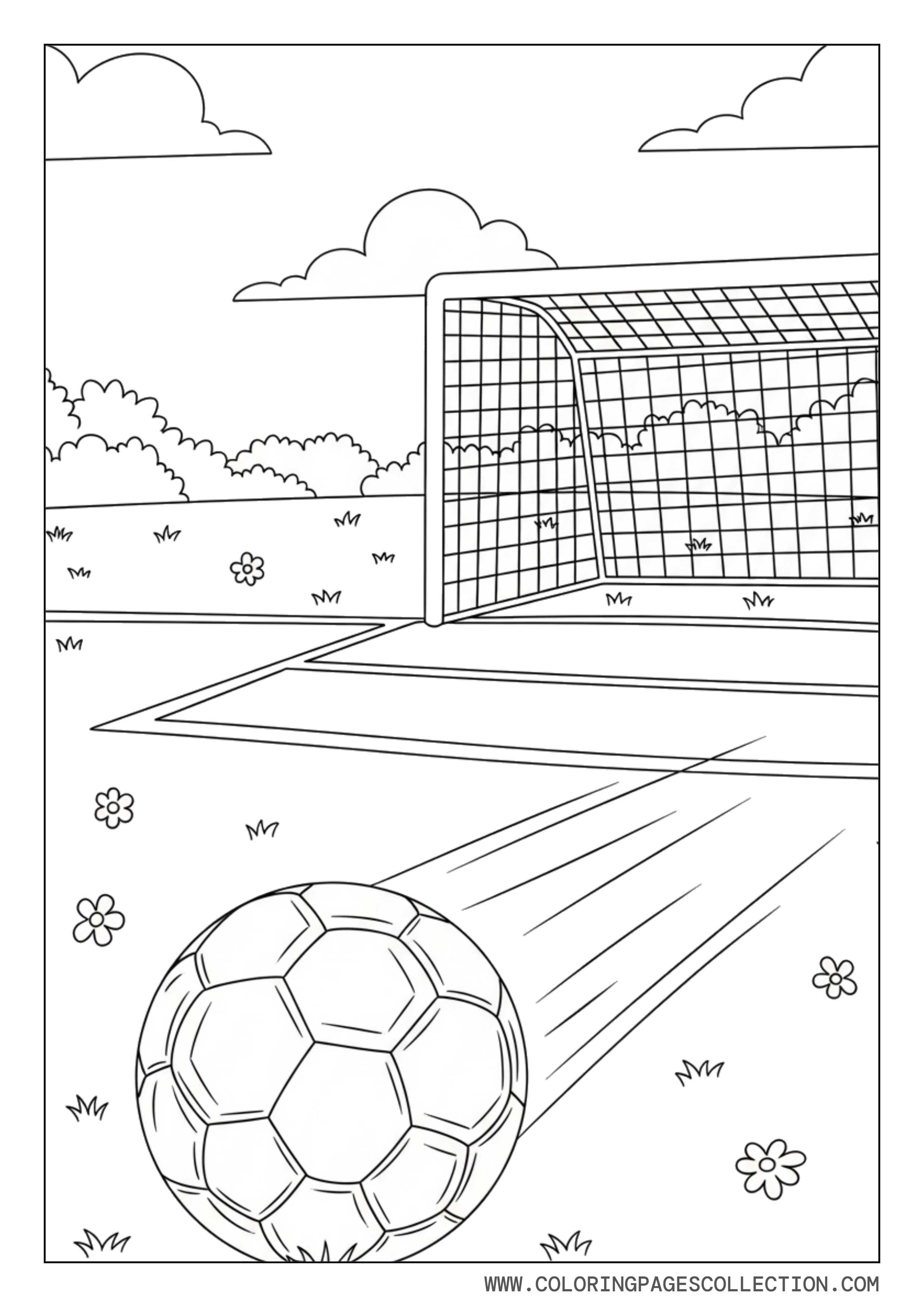 Soccer Ball and Goal Scene