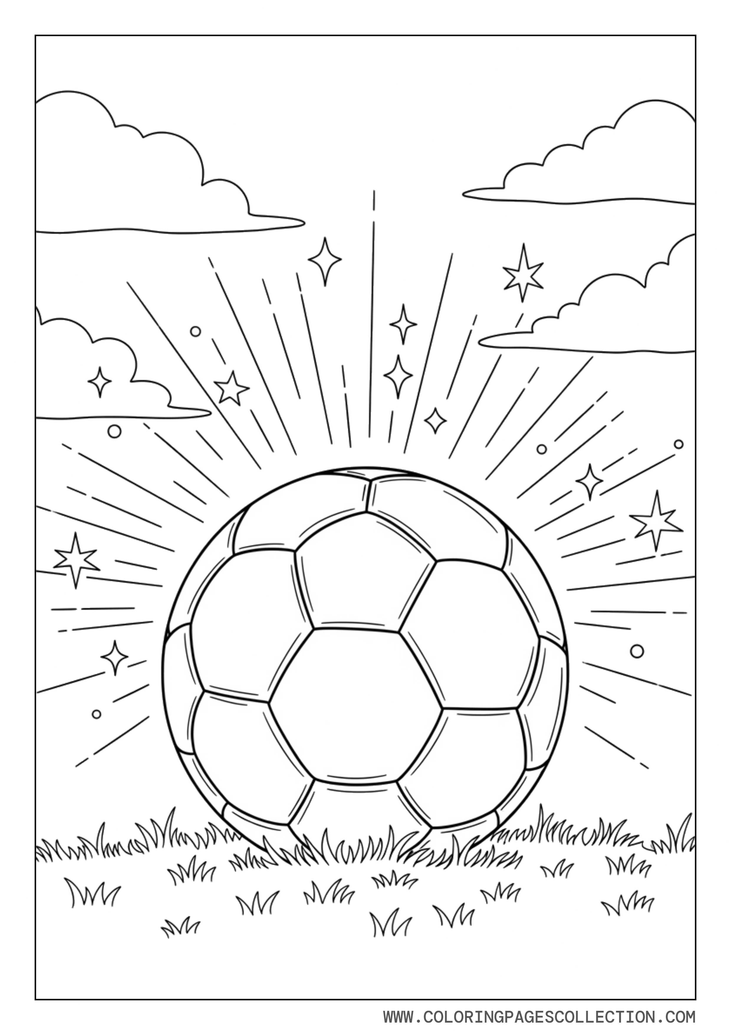 Soccer Ball with Starburst Background
