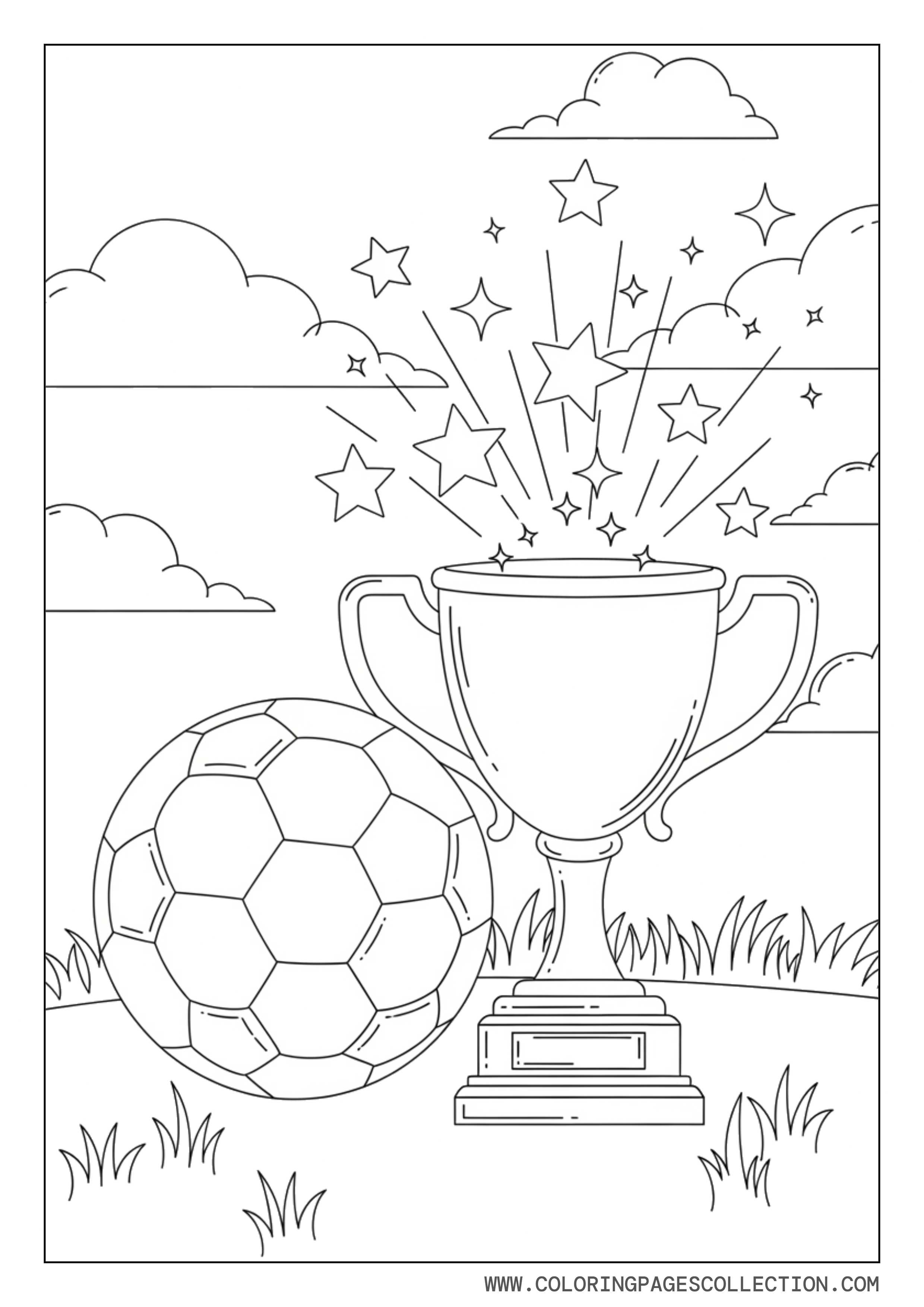 Soccer Ball with Trophy and Stars