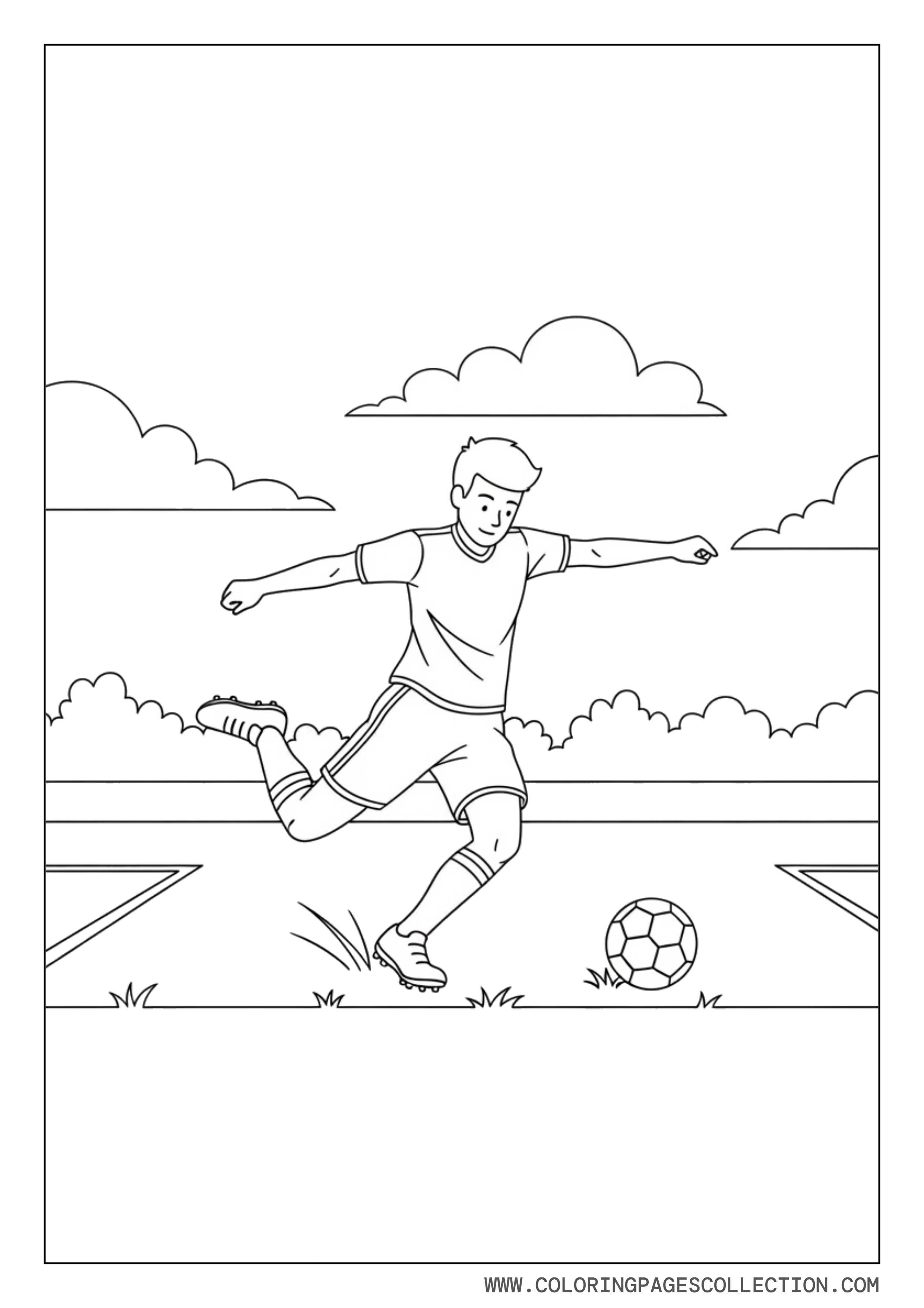 Soccer Player Kicking Ball in Field