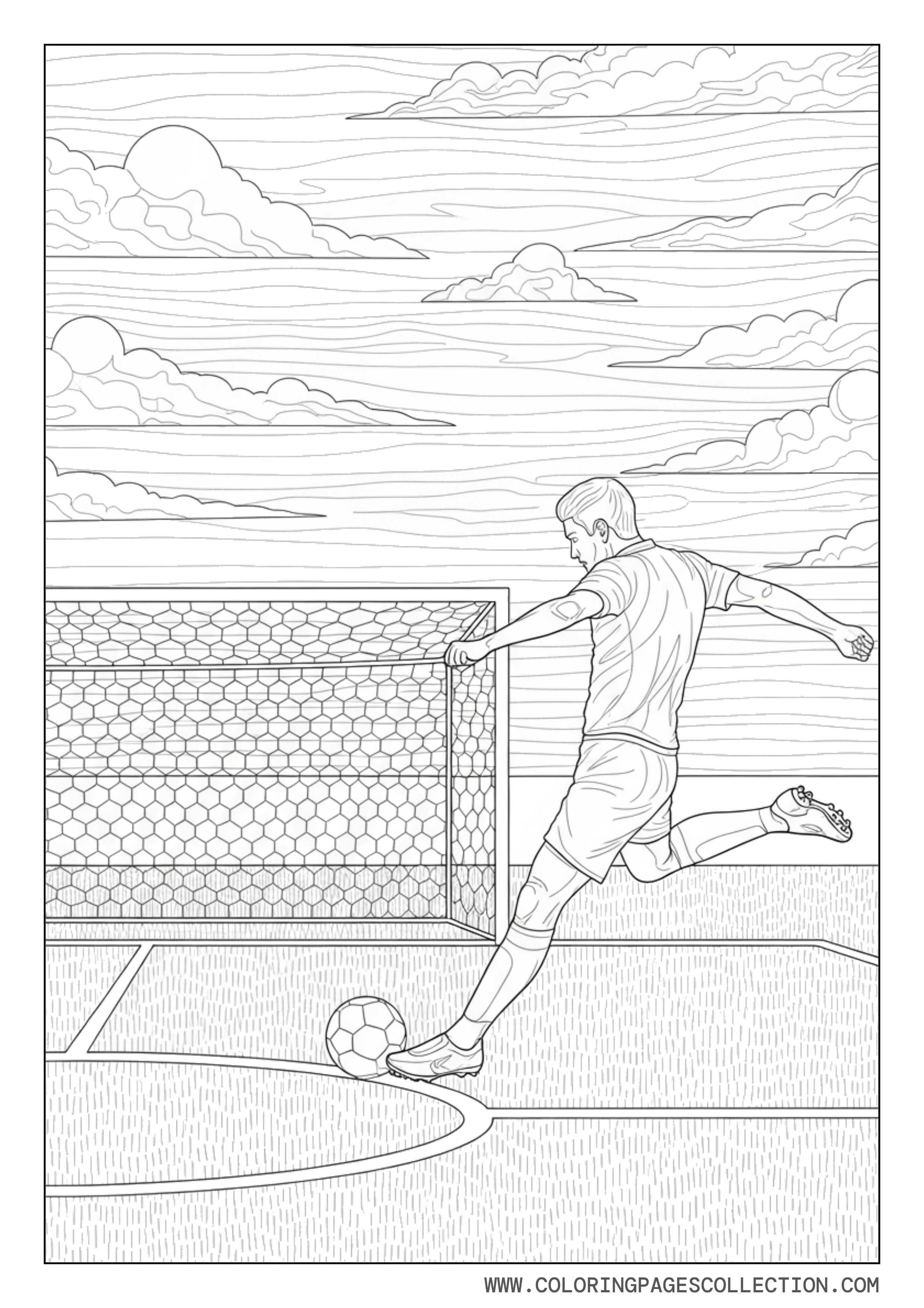 Soccer Player Shooting Goal