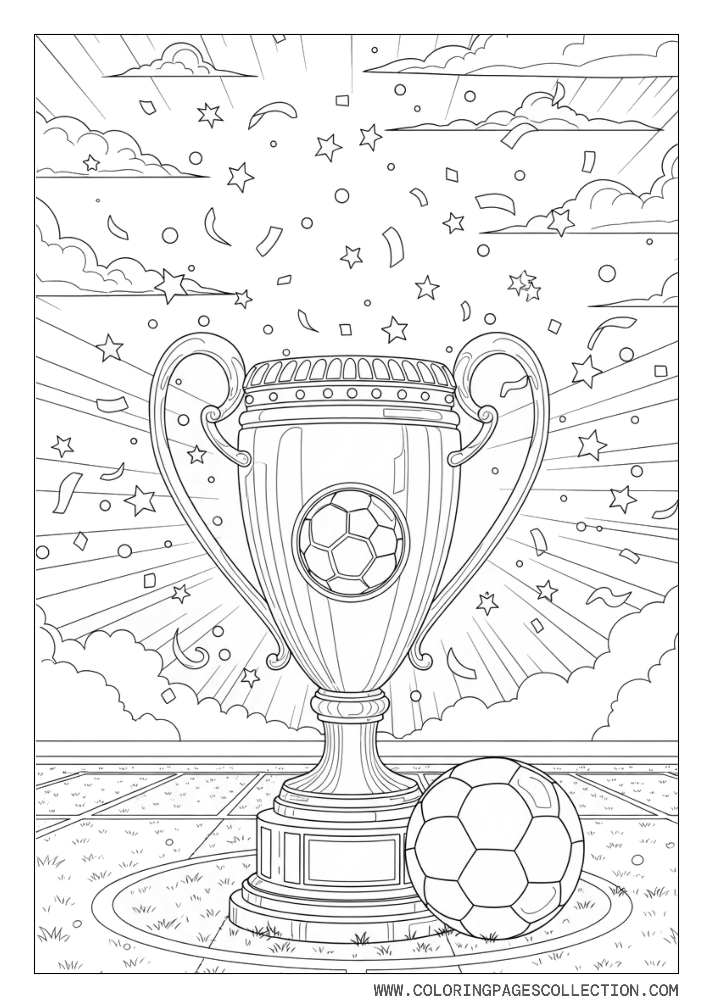 Soccer Trophy and Ball Celebration