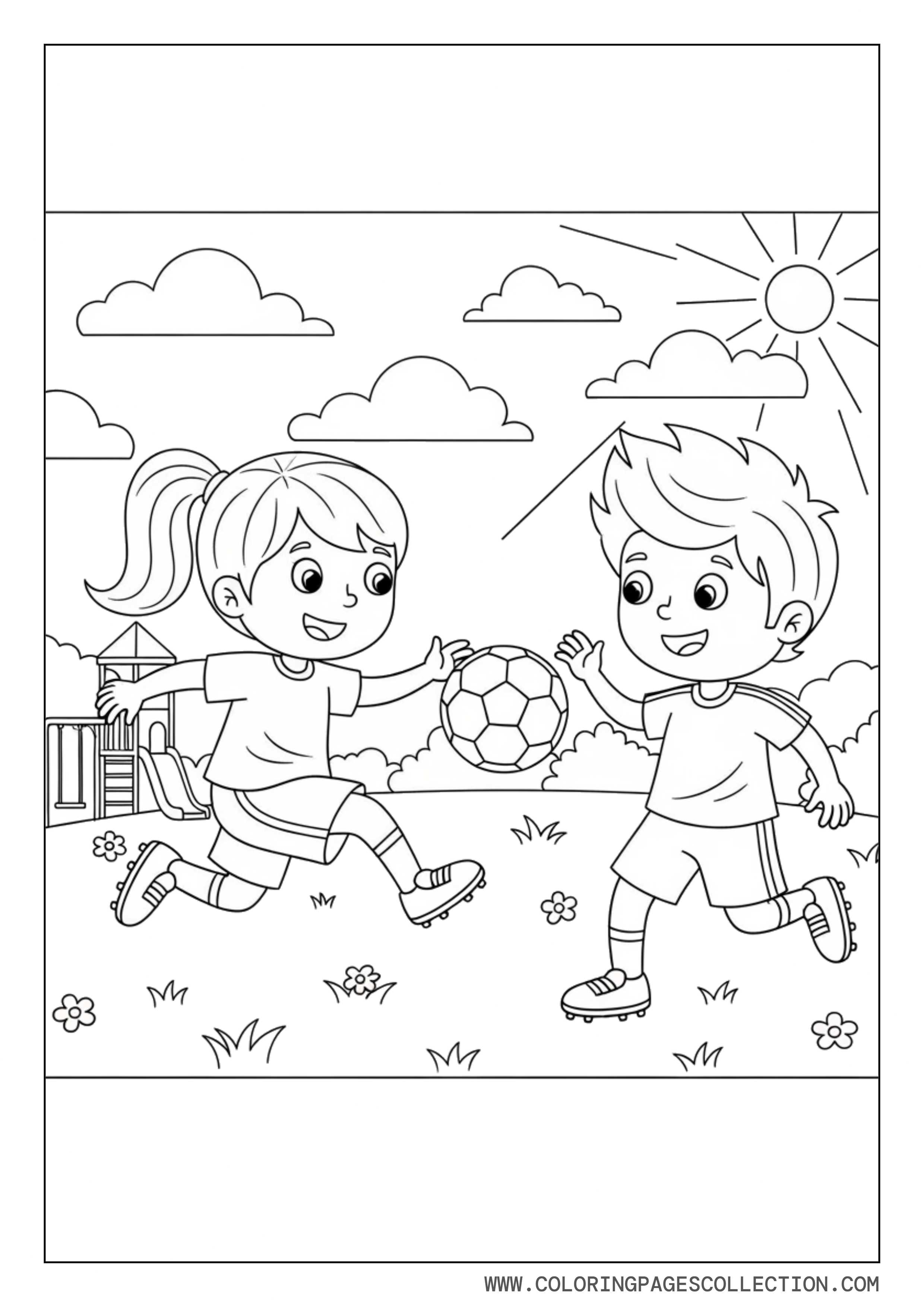 Two Kids Playing Soccer