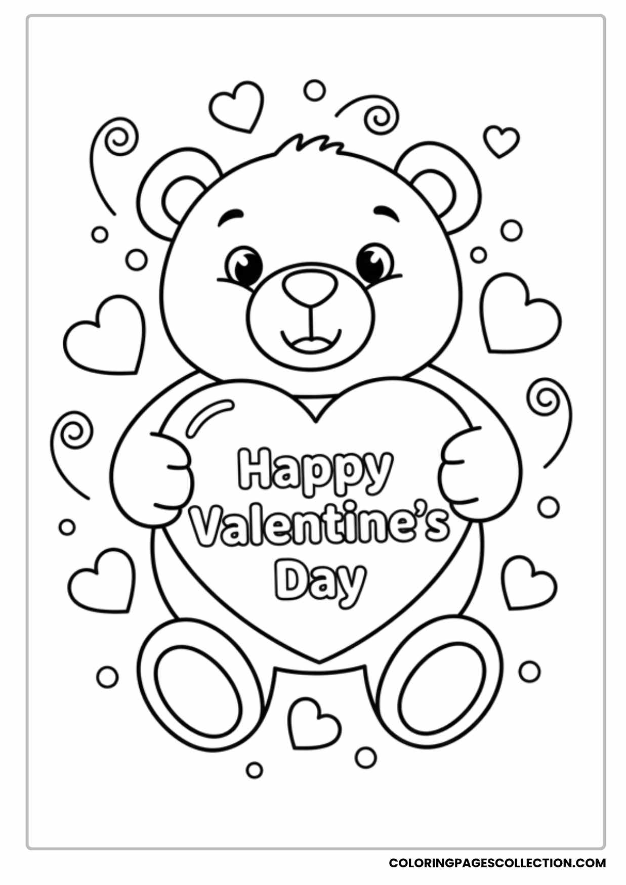 Simple Black and White Valentine Coloring Page With Clean Bold Outlines