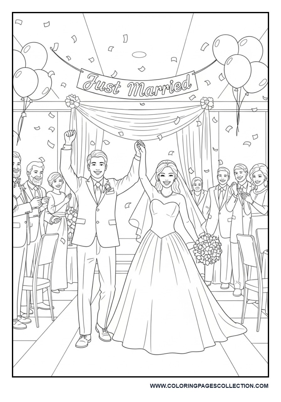 Grand Wedding Finale Scene Coloring Page