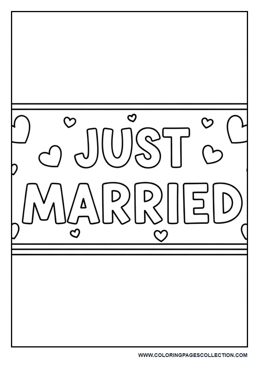 Just Married Sign Coloring Page