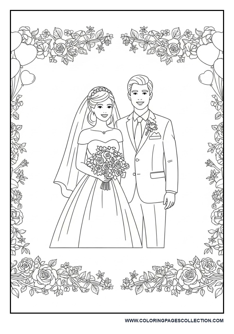 Large Wedding Poster Style Coloring Page