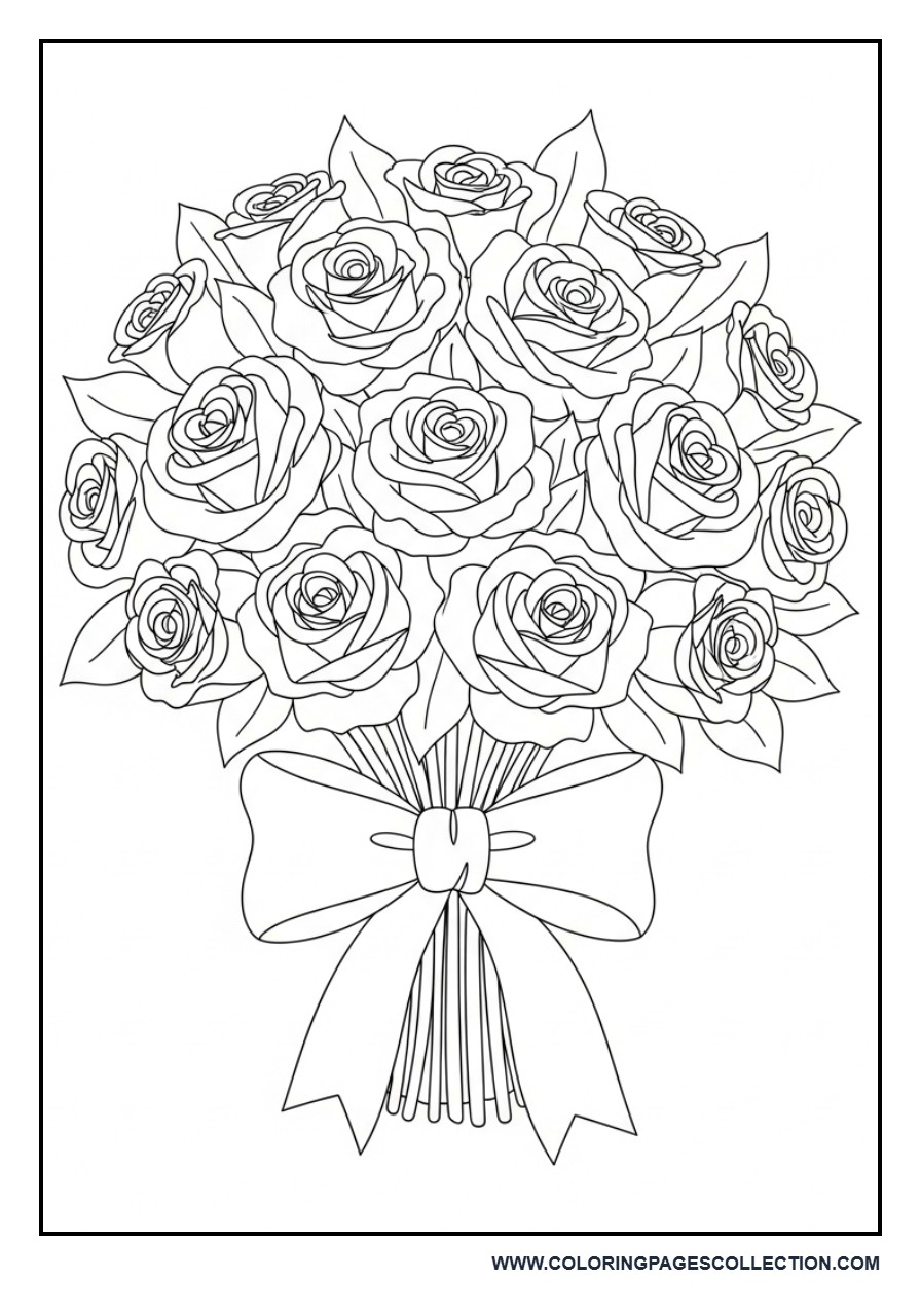 Simple Wedding Bouquet Coloring Page