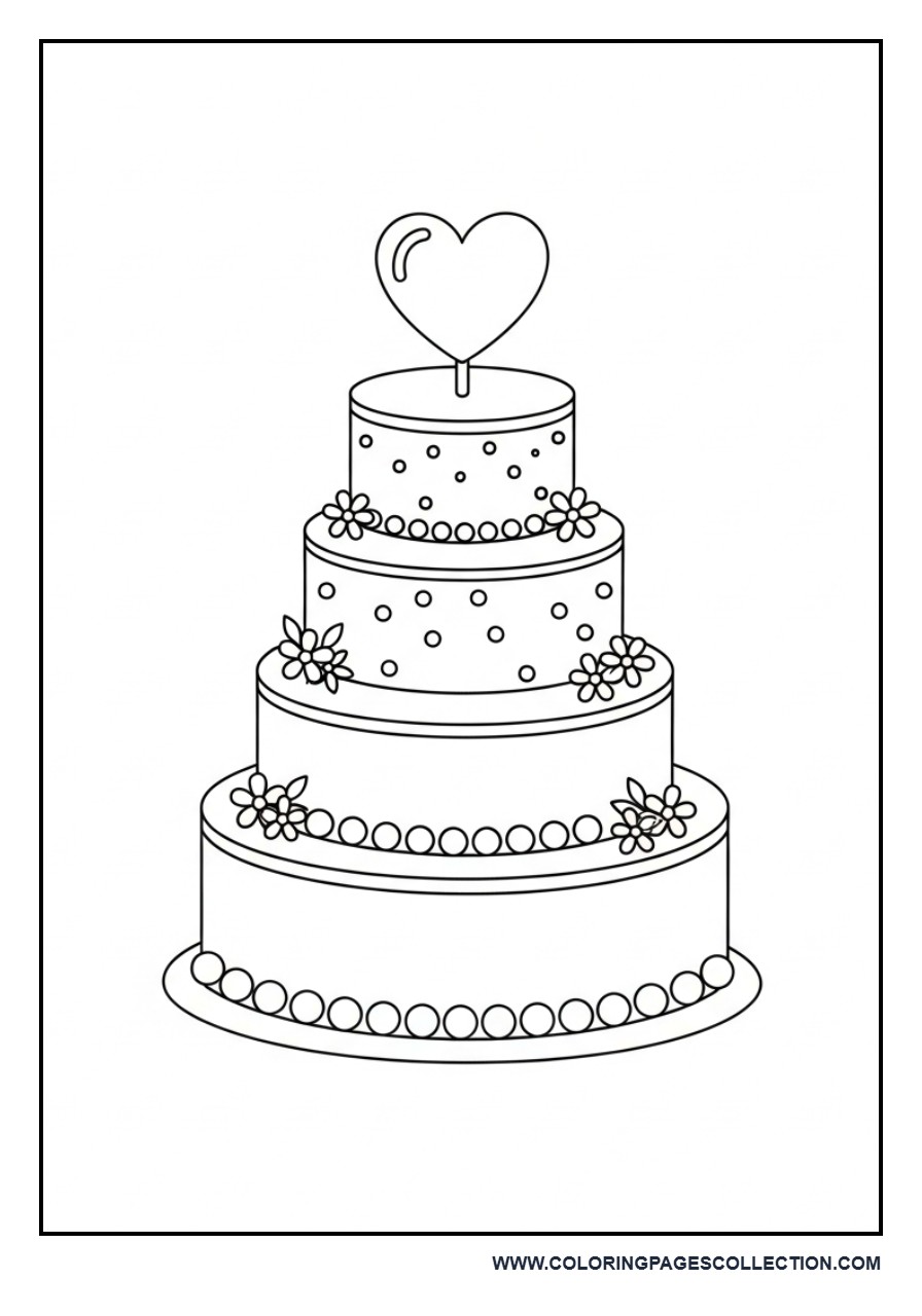Simple Wedding Cake Coloring Page