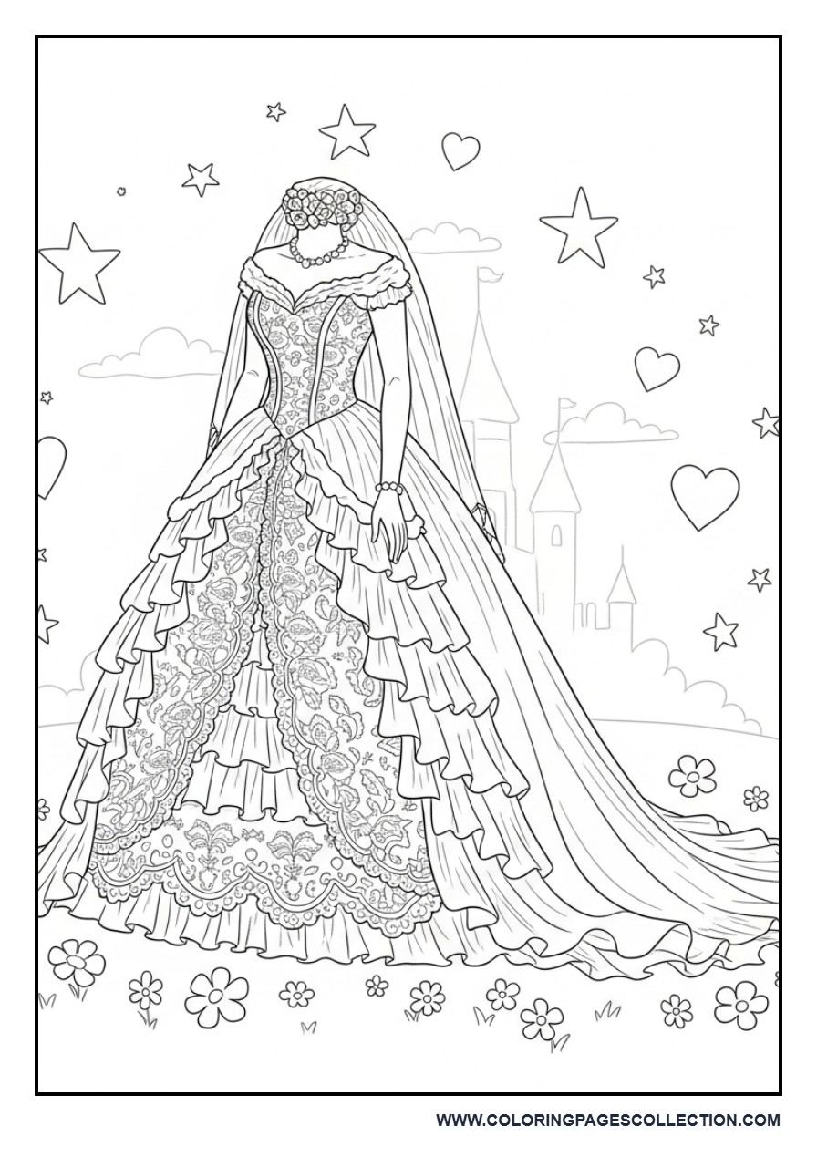 Simple Wedding Dress Design Page for Kids