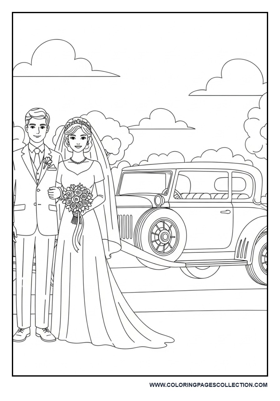 Vintage Wedding Style Coloring Page
