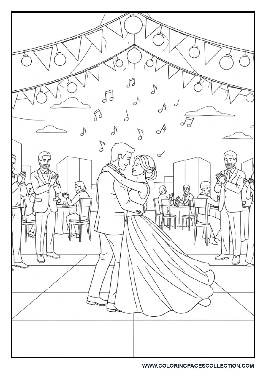 Wedding Dance Floor Celebration Coloring Page