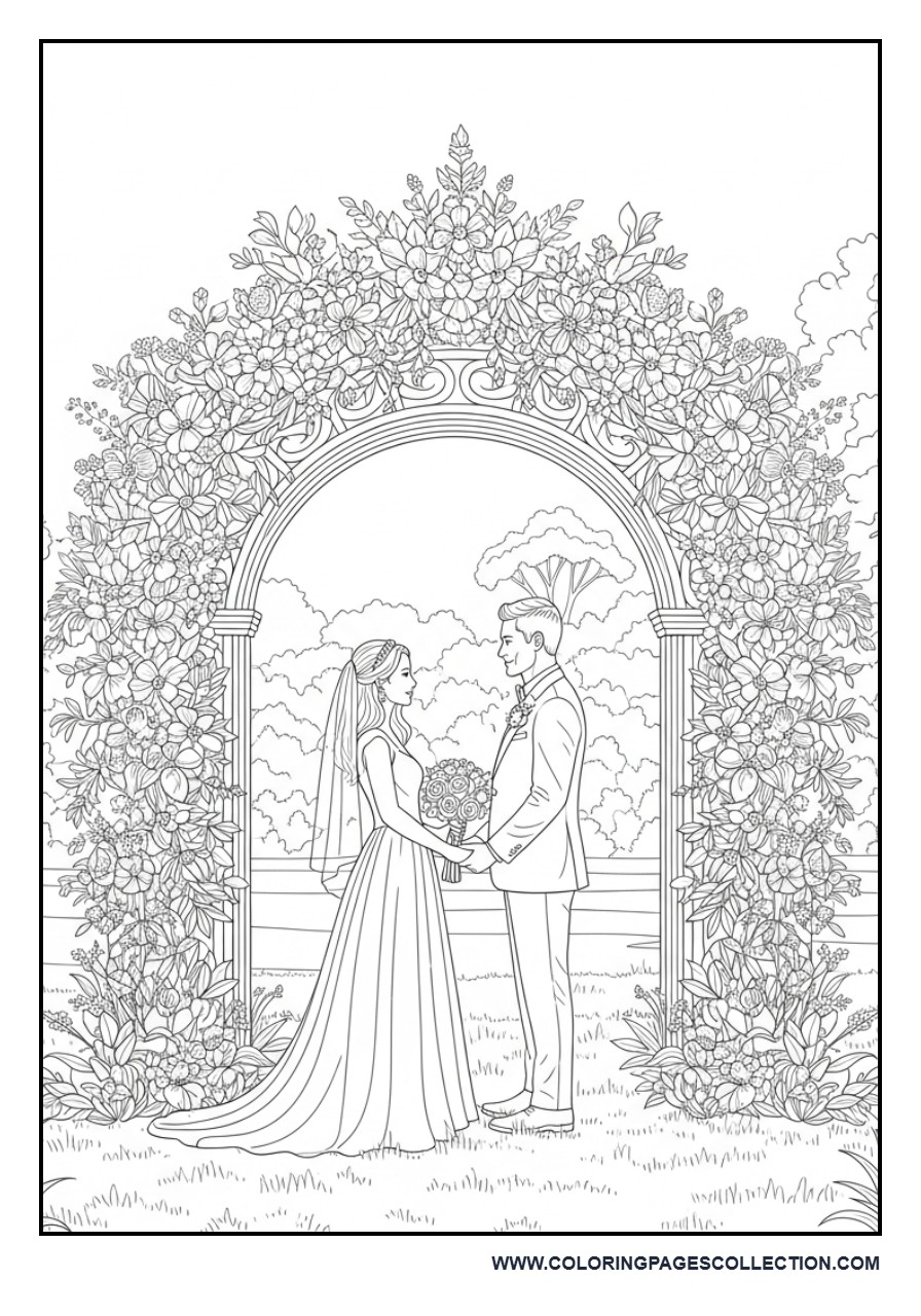 Wedding Decoration Arch Garden Scene Coloring Page